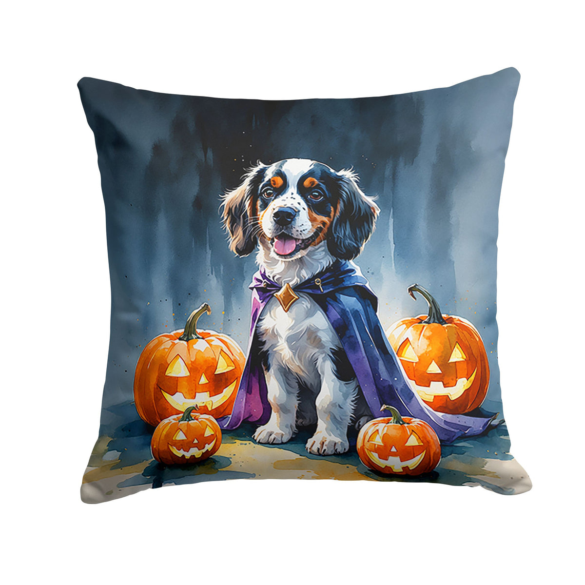 Welsh Springer Spaniel Puppy Halloween Throw Pillow Indoor/Outdoor Decorative Throw Pillow, 18 x 18 in