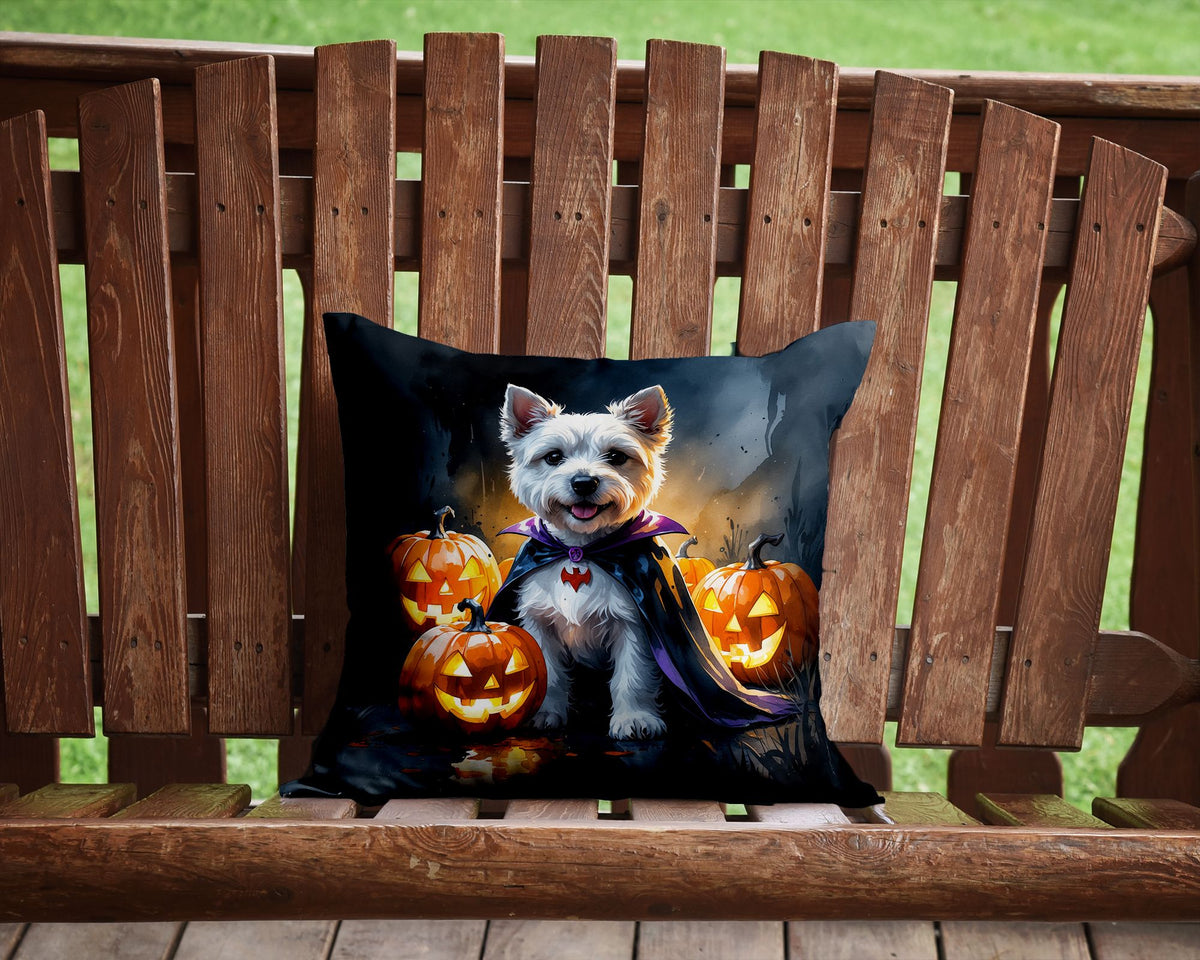Westie Spaniel Puppy Halloween Throw Pillow Indoor/Outdoor Decorative Throw Pillow, 14 x 14 in - product view 4