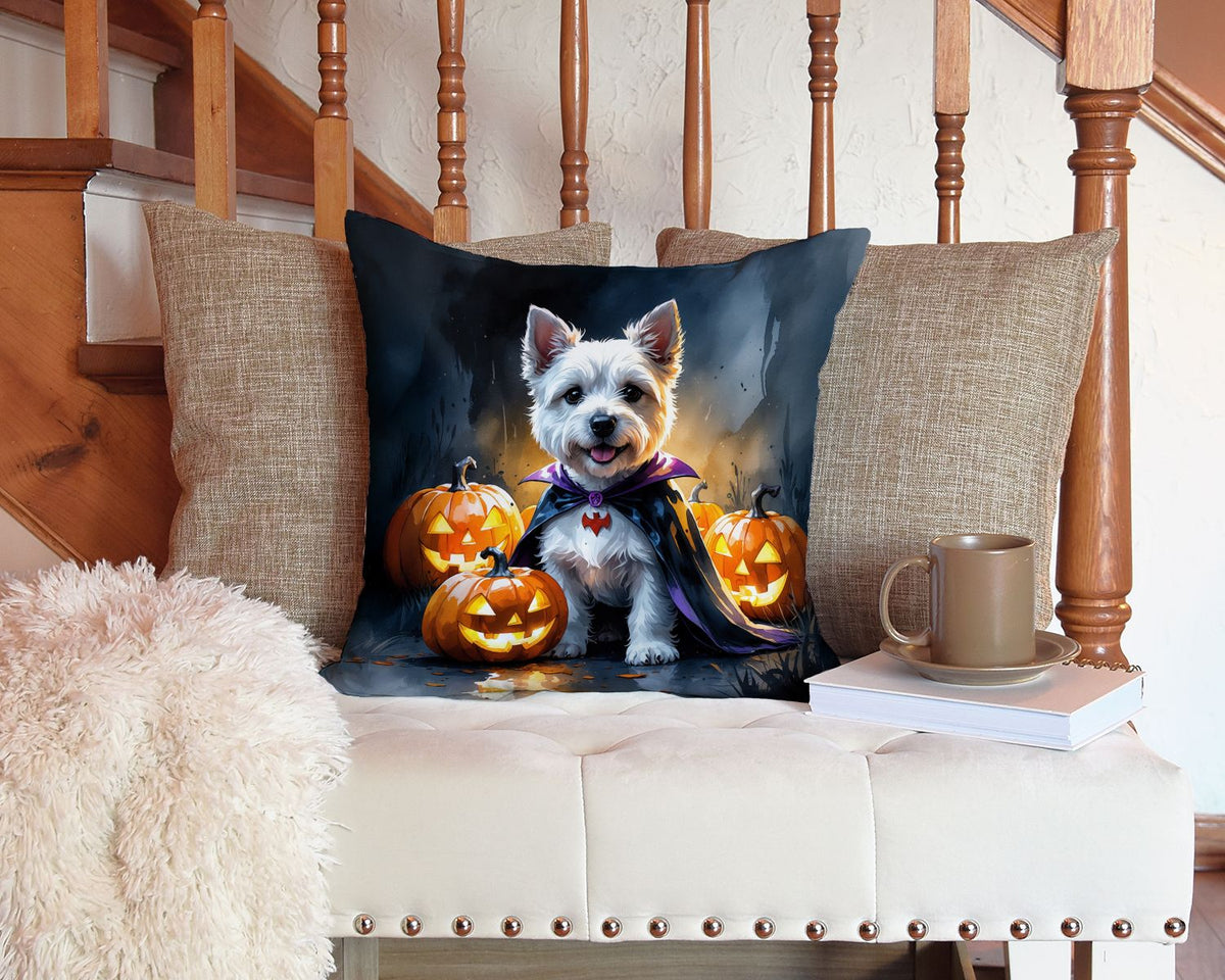 Westie Spaniel Puppy Halloween Throw Pillow Indoor/Outdoor Decorative Throw Pillow, 14 x 14 in - product view 5