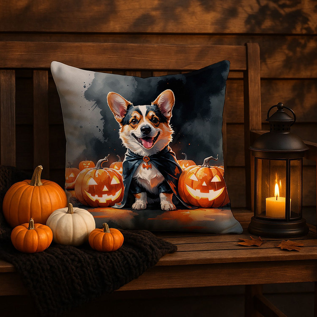 Corgi Puppy Halloween Throw Pillow Indoor/Outdoor Decorative Throw Pillow, 18 x 18 in - product view 5