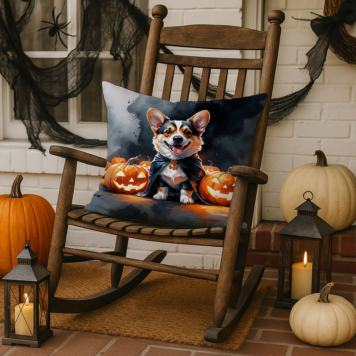 Corgi Puppy Halloween Throw Pillow Indoor/Outdoor Decorative Throw Pillow, 18 x 18 in - product view 3