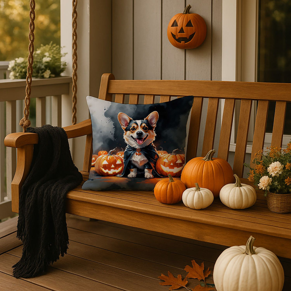Corgi Puppy Halloween Throw Pillow Indoor/Outdoor Decorative Throw Pillow, 18 x 18 in - product view 4