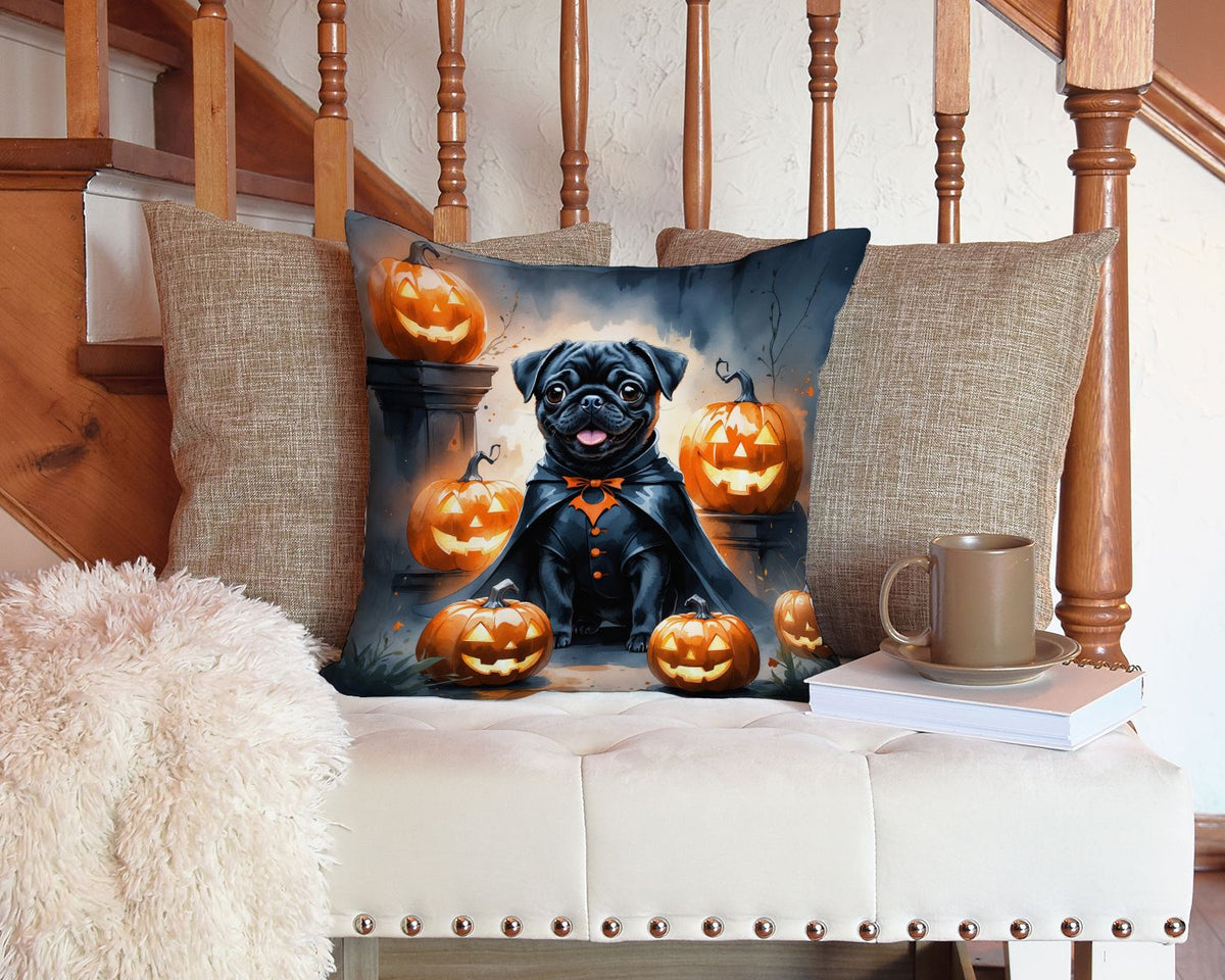 Black Pug Puppy Halloween Throw Pillow Indoor/Outdoor Decorative Throw Pillow, 14 x 14 in - product view 5