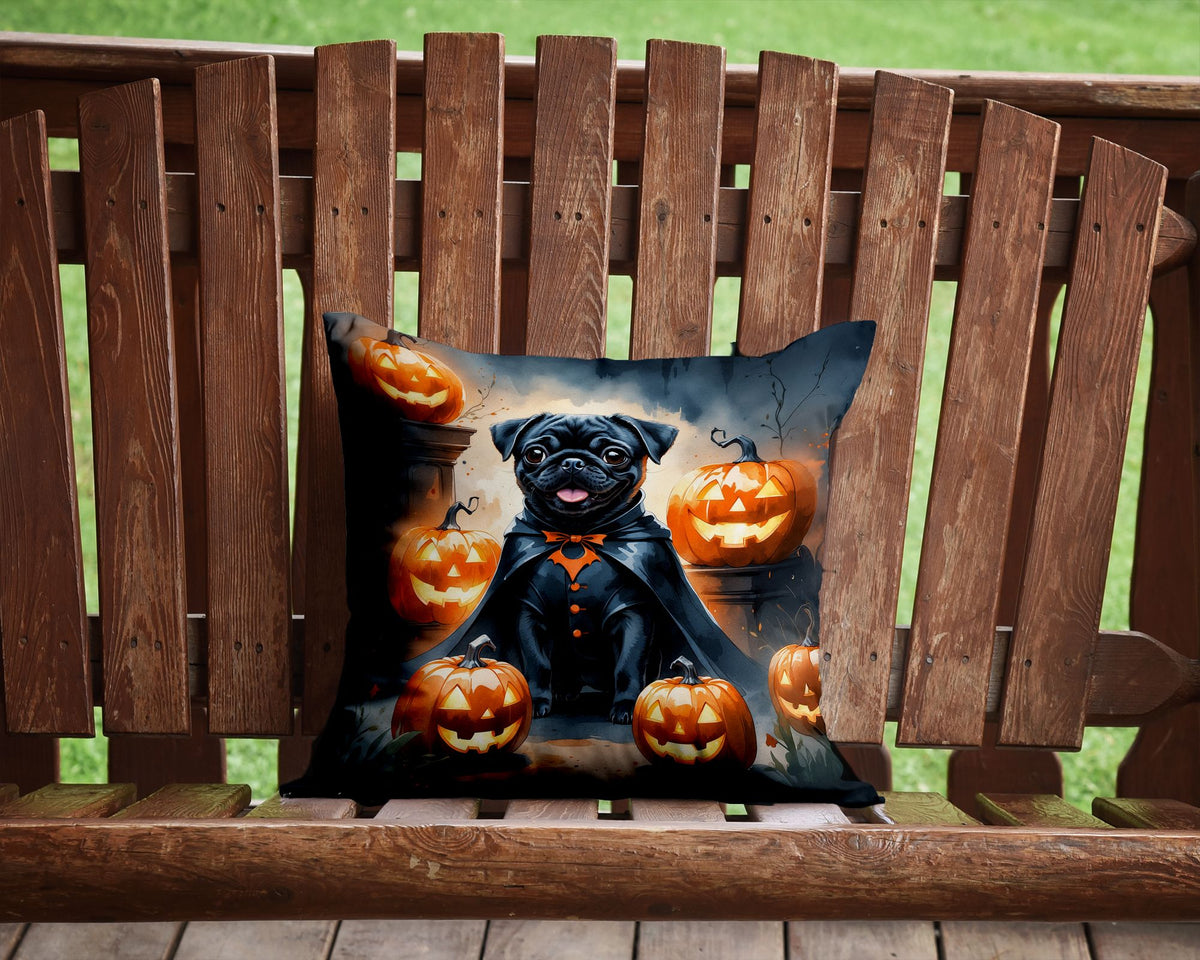 Black Pug Puppy Halloween Throw Pillow Indoor/Outdoor Decorative Throw Pillow, 14 x 14 in - product view 4