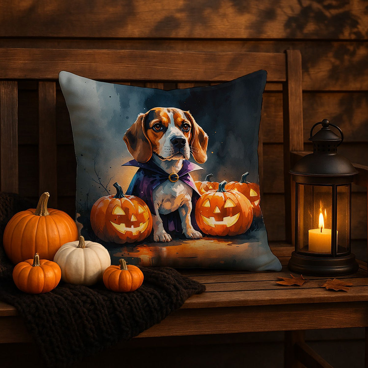 Beagle Puppy Halloween Throw Pillow Indoor/Outdoor Decorative Throw Pillow, 18 x 18 in - product view 5