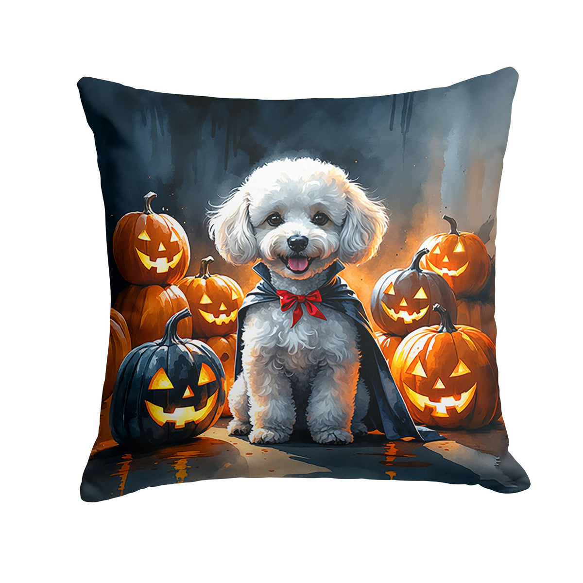 White Poodle Puppy Halloween Throw Pillow Indoor/Outdoor Decorative Throw Pillow, 18 x 18 in