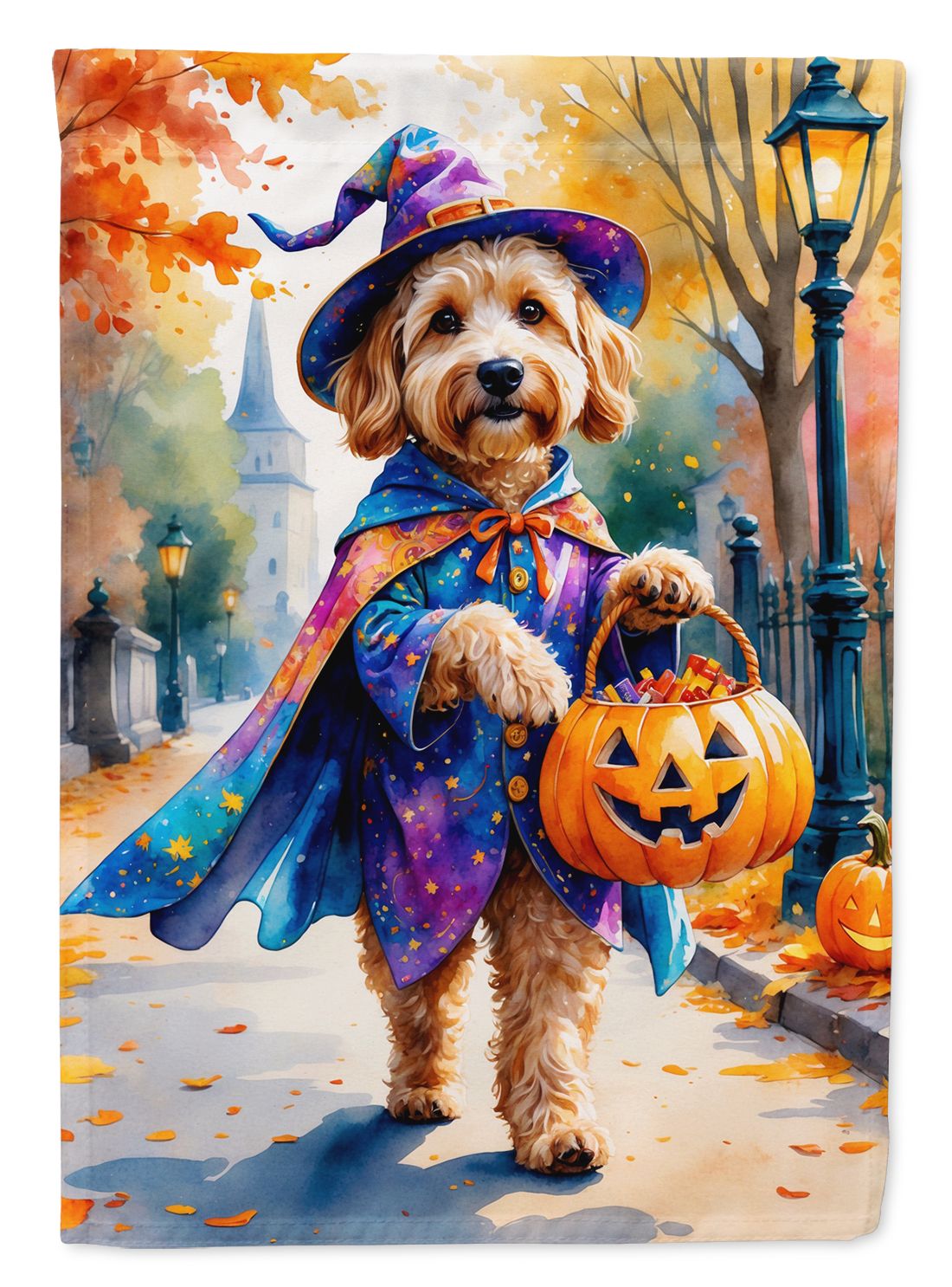 Goldendoodle Halloween Trick or Treat House Flag House-Size Decorative Flag
