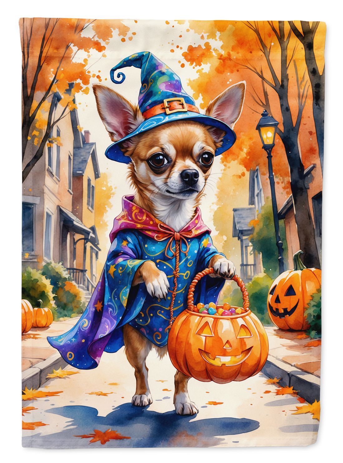 Chihuahua Halloween Trick or Treat House Flag House-Size Decorative Flag