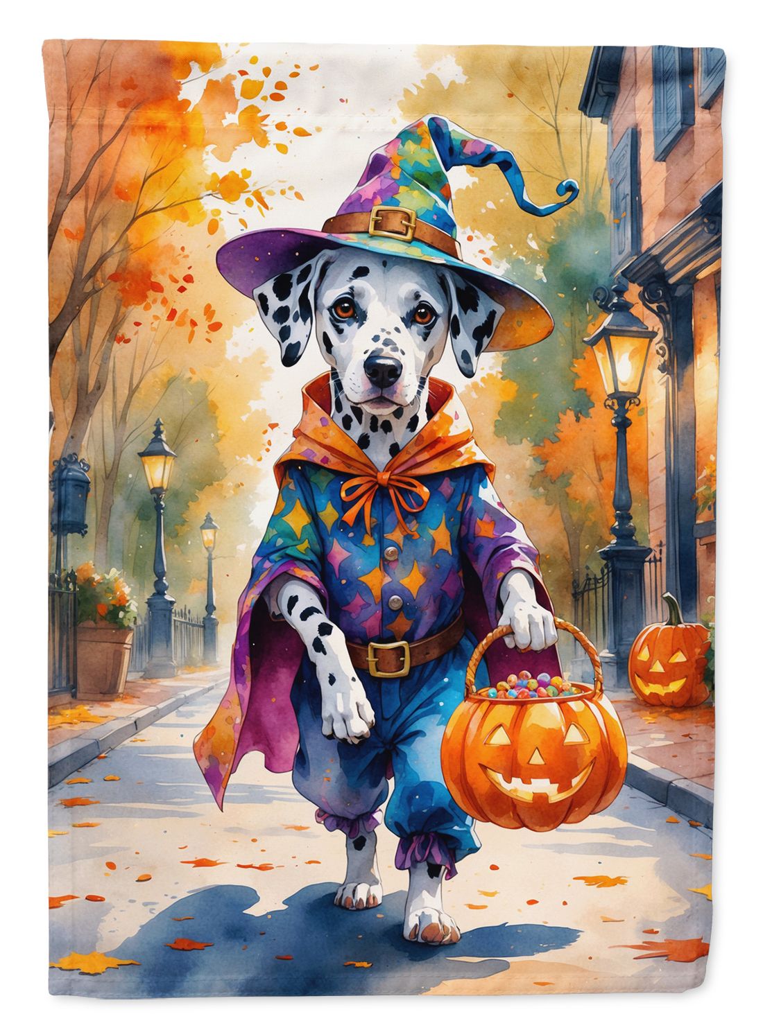 Dalmatian Halloween Trick or Treat House Flag House-Size Decorative Flag