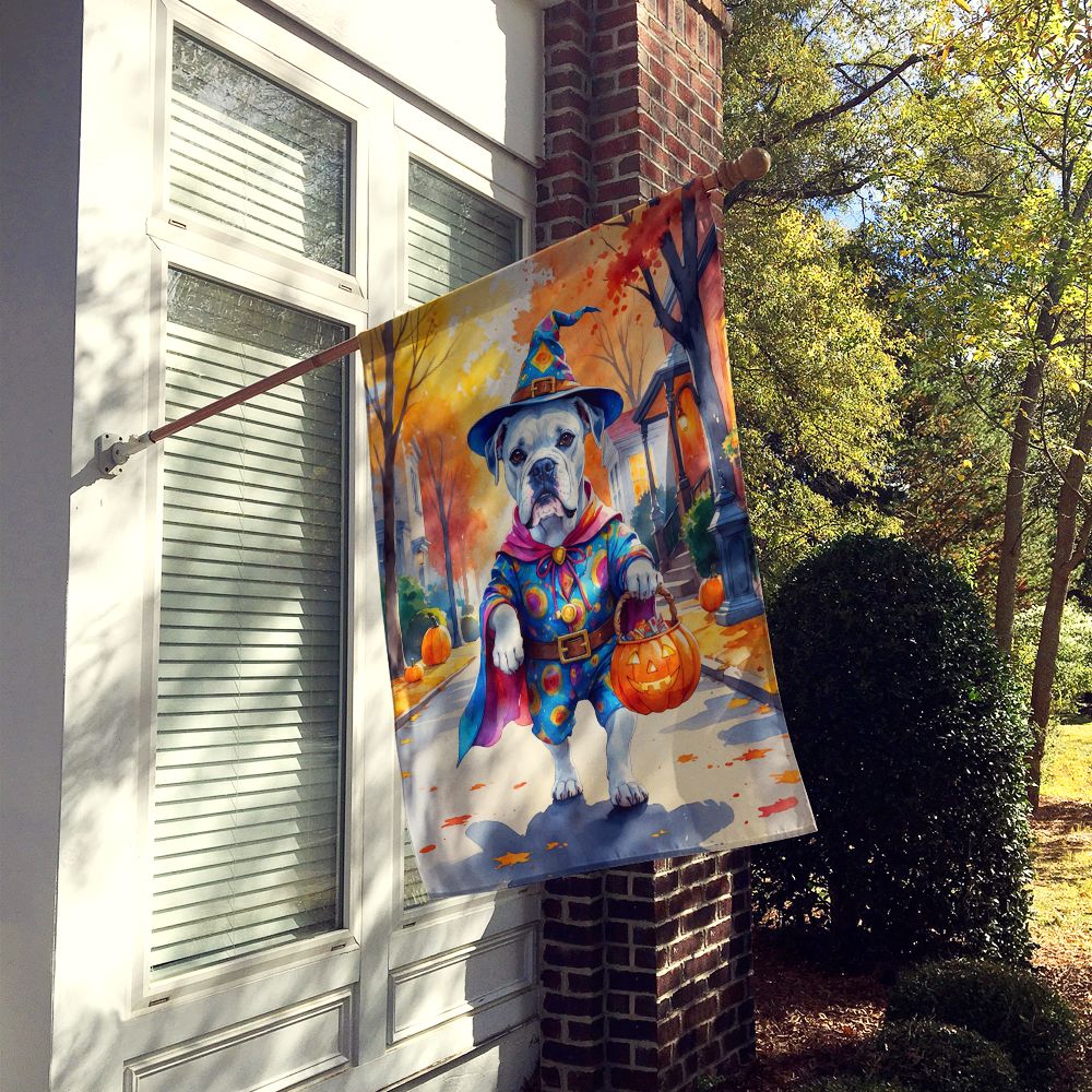 White Boxer Halloween Trick or Treat House Flag House-Size Decorative Flag - product view 2