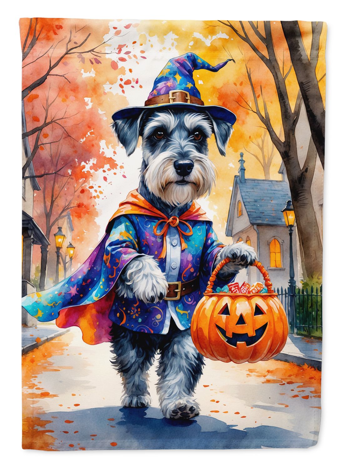 Schnauzer Halloween Trick or Treat House Flag House-Size Decorative Flag