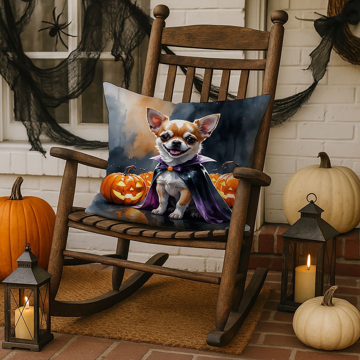Chihuahua Puppy Halloween Throw Pillow Indoor/Outdoor Decorative Throw Pillow, 18 x 18 in - product view 3