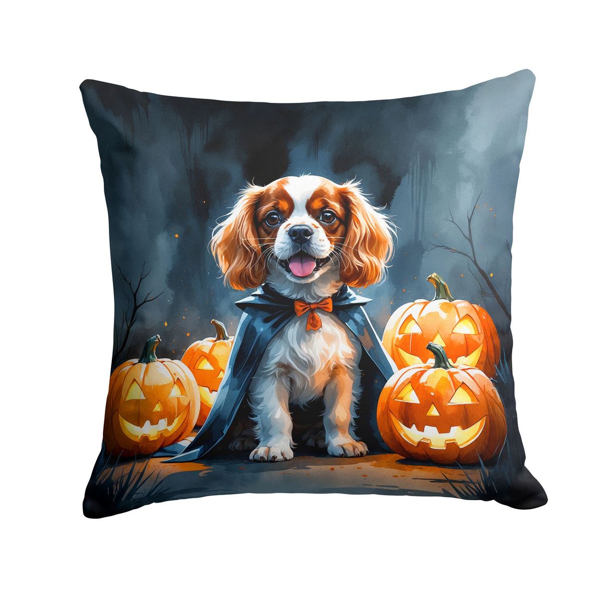 Cavalier Spaniel Puppy Halloween Throw Pillow Indoor/Outdoor Decorative Throw Pillow, 18 x 18 in