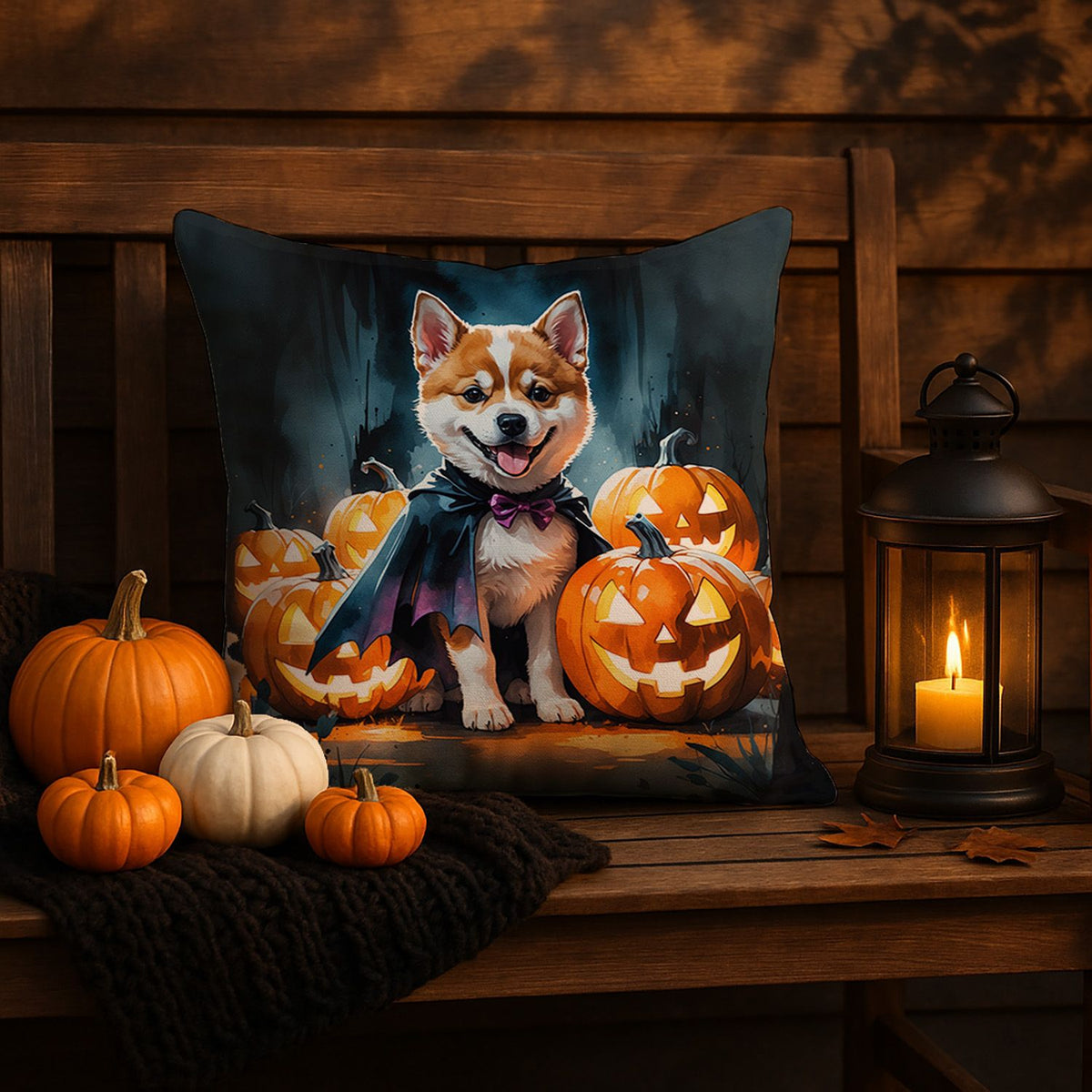 Akita Puppy Halloween Throw Pillow Indoor/Outdoor Decorative Throw Pillow, 18 x 18 in - product view 5