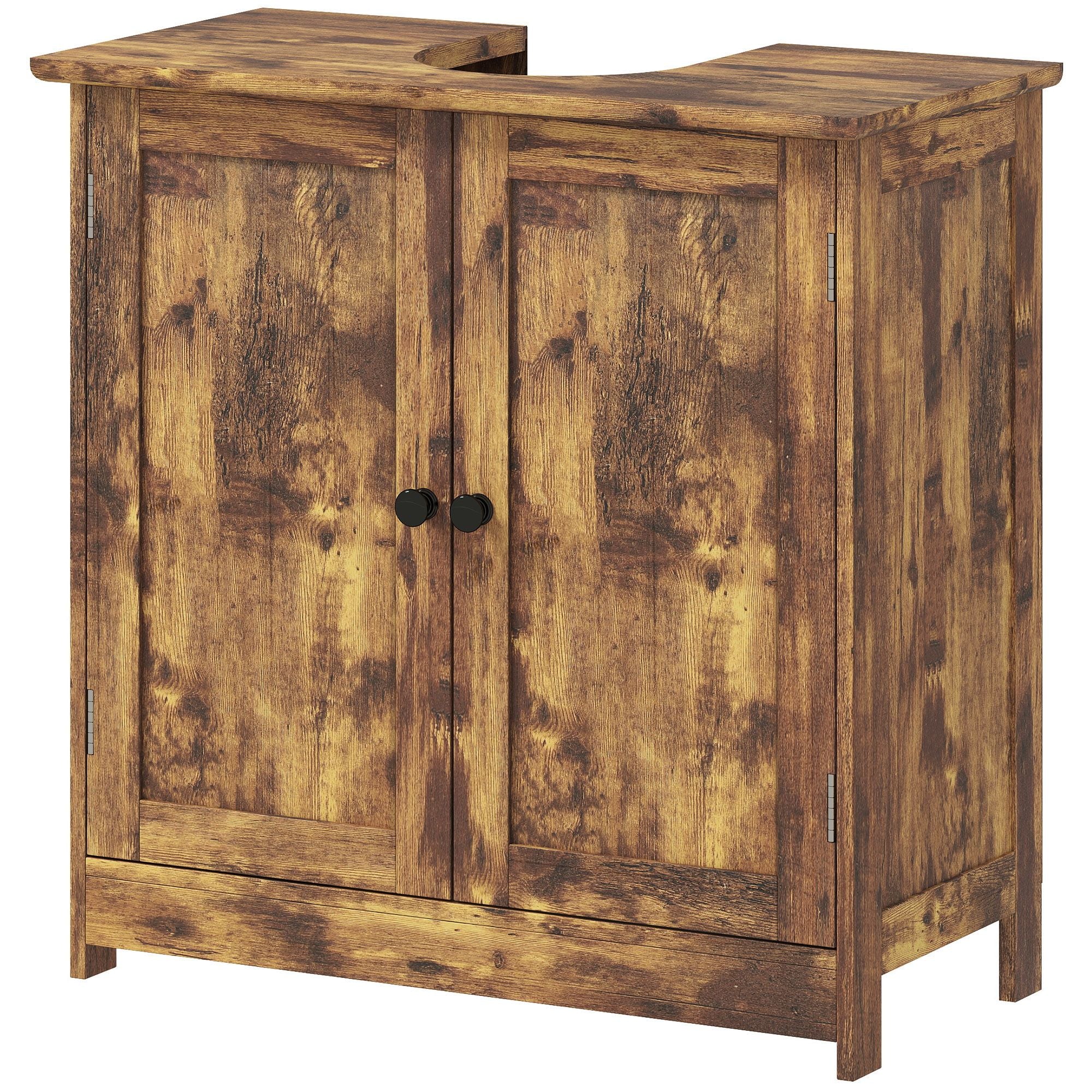 HOMCOM Under-Sink Bathroom Vanity Cabinet, Rustic Brown