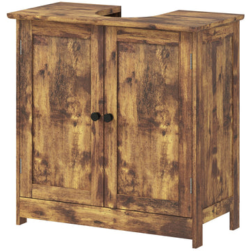HOMCOM Under-Sink Bathroom Vanity Cabinet, Rustic Brown