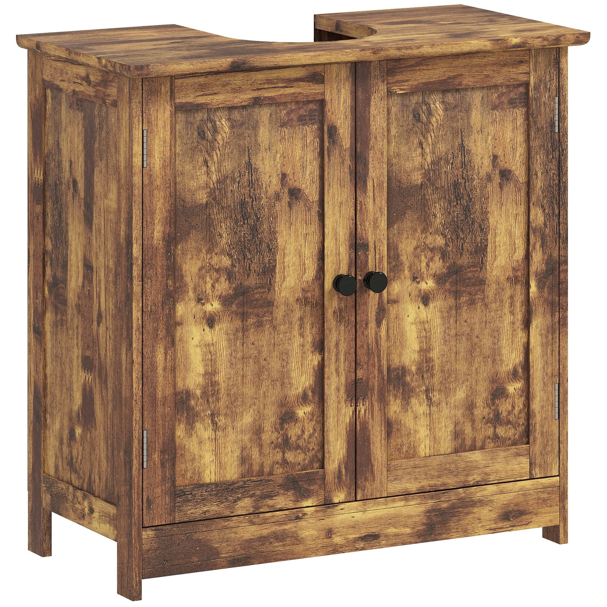 HOMCOM Under-Sink Bathroom Vanity Cabinet, Rustic Brown
