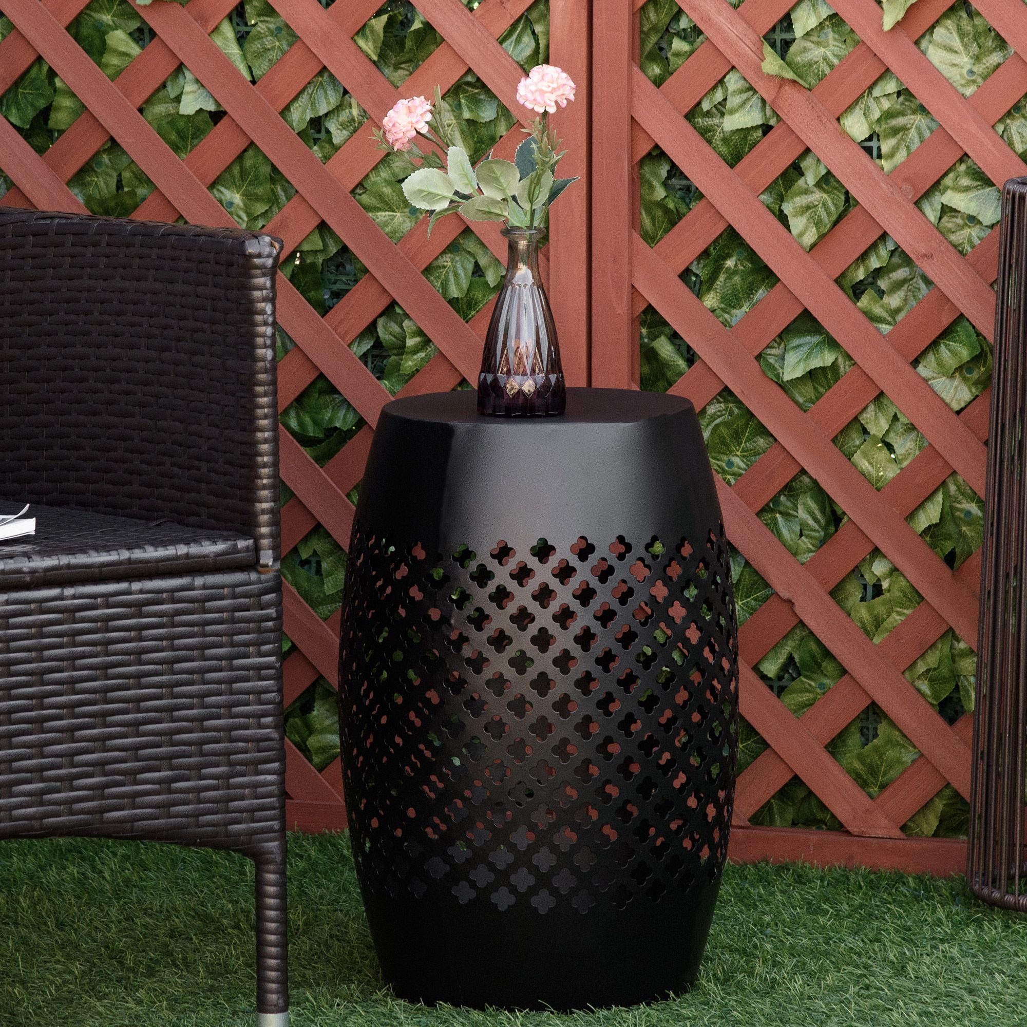 Outsunny 12.5 in Steel Outdoor Side Table, Black - product view 10