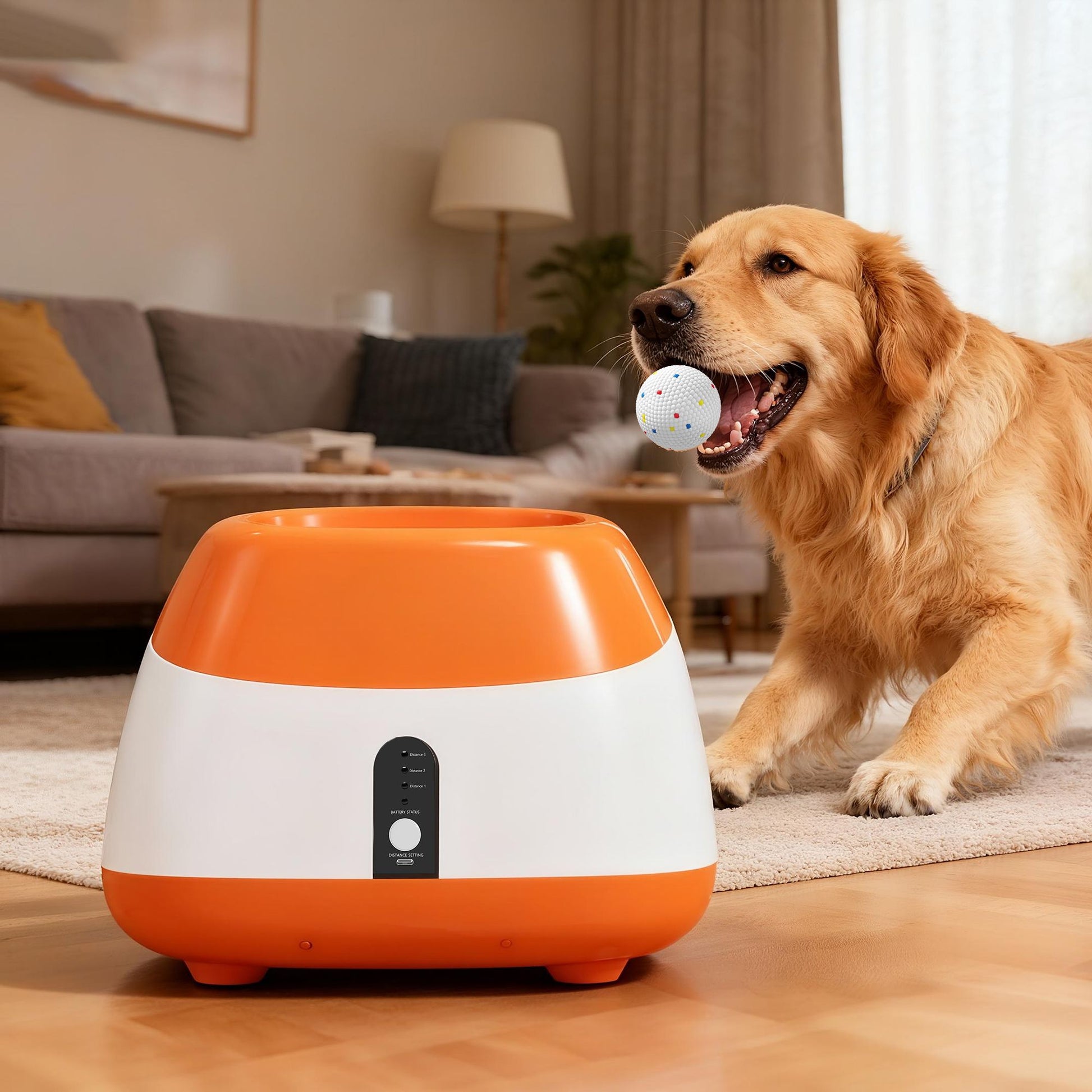 PawHut Automatic Dog Ball Launcher with Remote and 6 Balls, Orange - product view 9