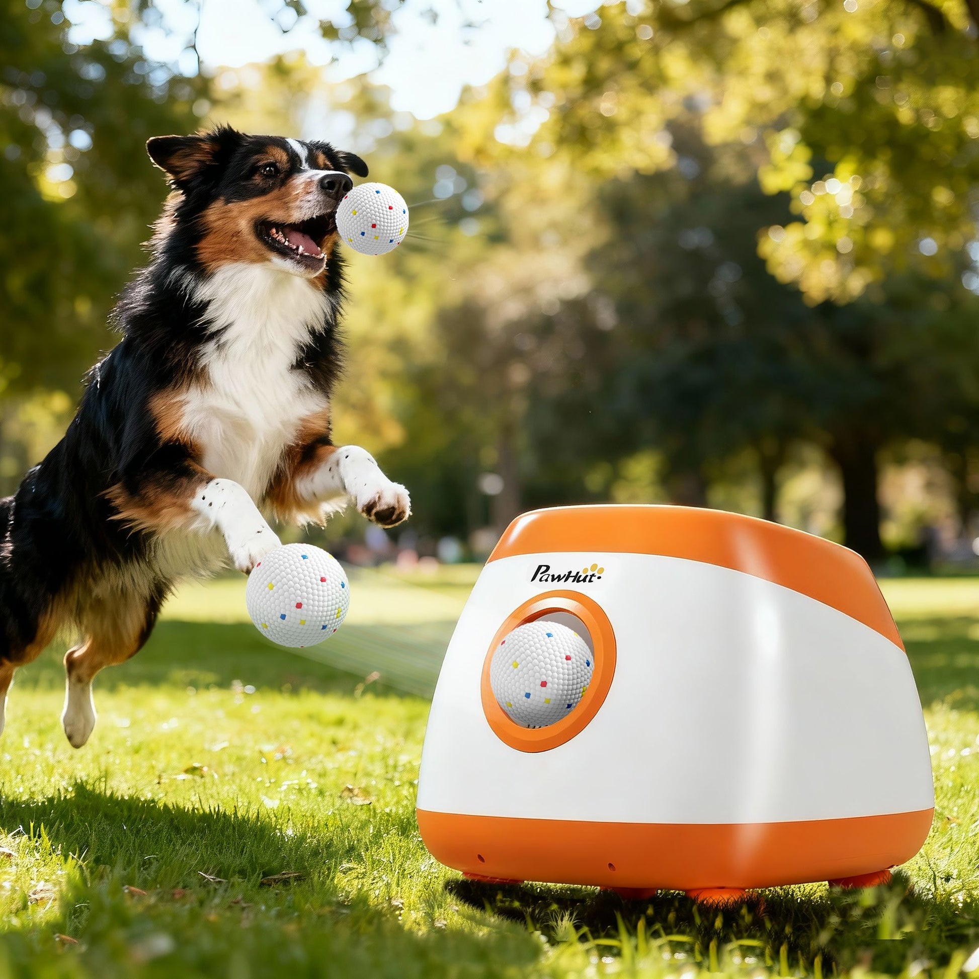 PawHut Automatic Dog Ball Launcher with Remote and 6 Balls, Orange - product view 10