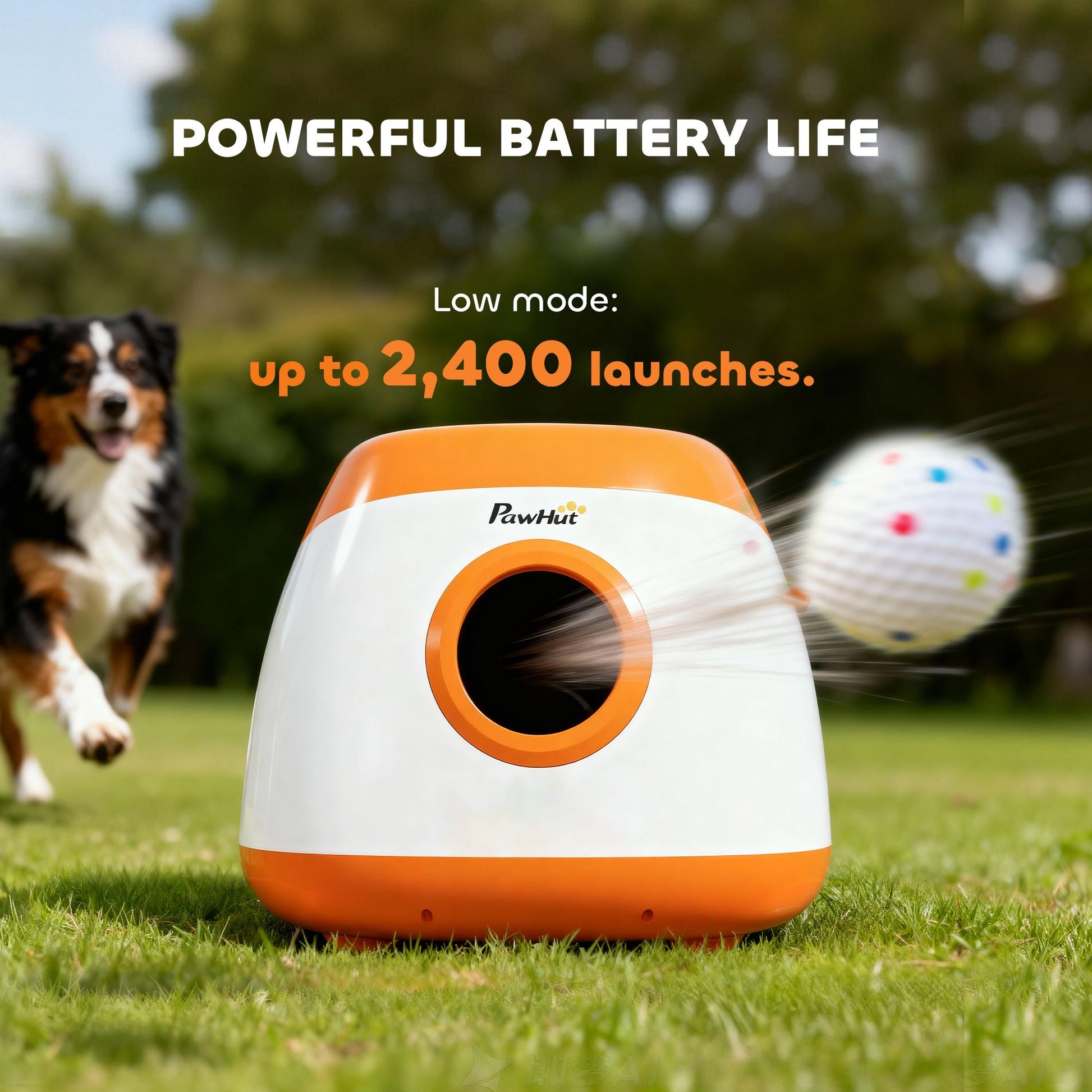 PawHut Automatic Dog Ball Launcher with Remote and 6 Balls, Orange - product view 6