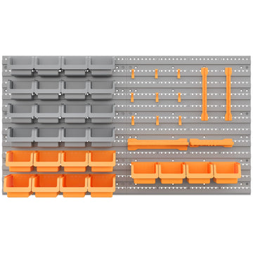 DURHAND 44-Piece Wall-Mounted Pegboard Tool Organizer Kit, Orange