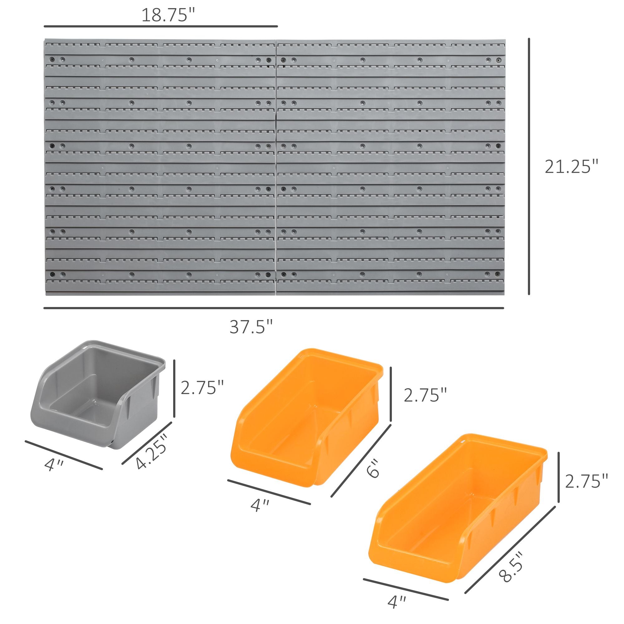 DURHAND 44-Piece Wall-Mounted Pegboard Tool Organizer Kit, Orange