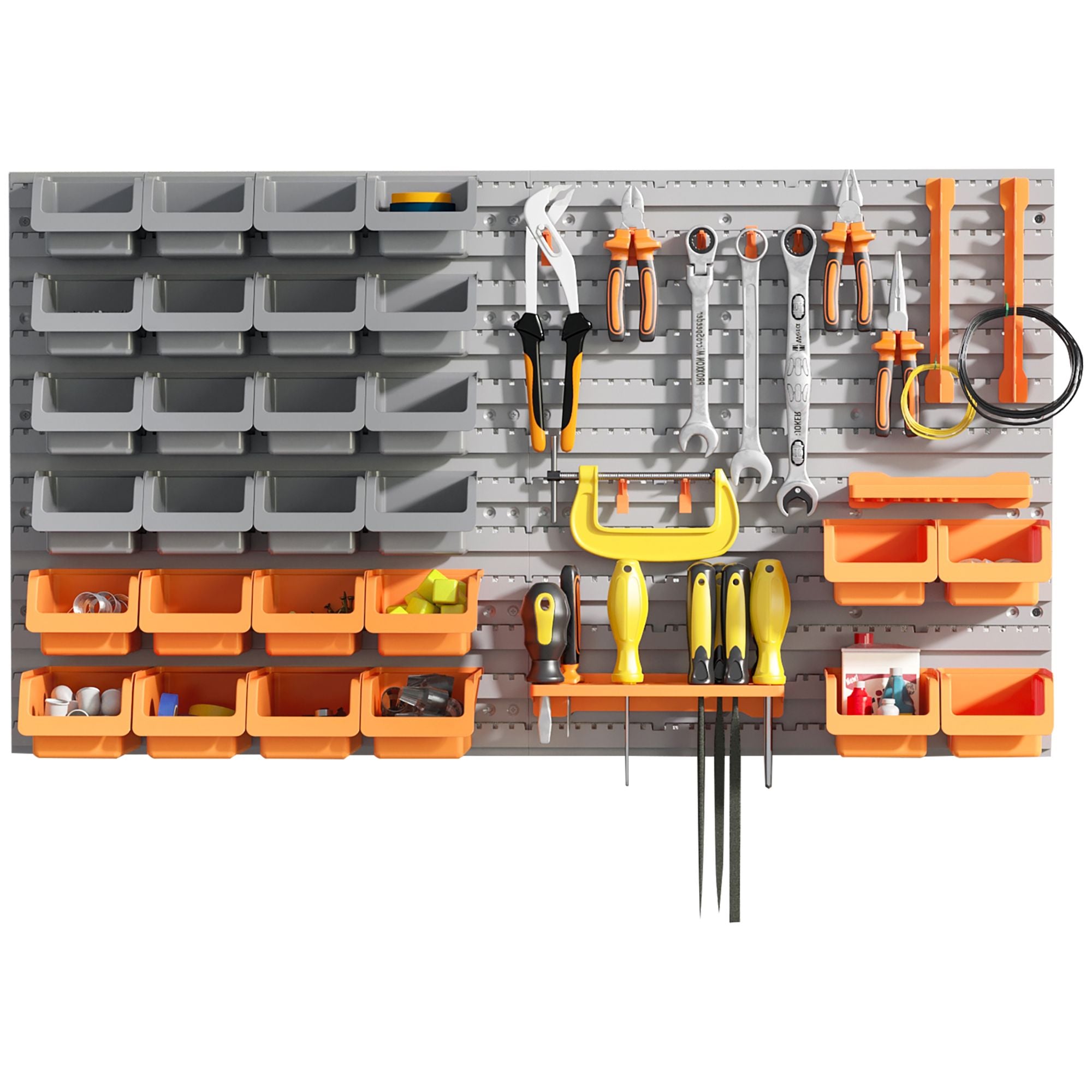 DURHAND 44-Piece Wall-Mounted Pegboard Tool Organizer Kit, Orange