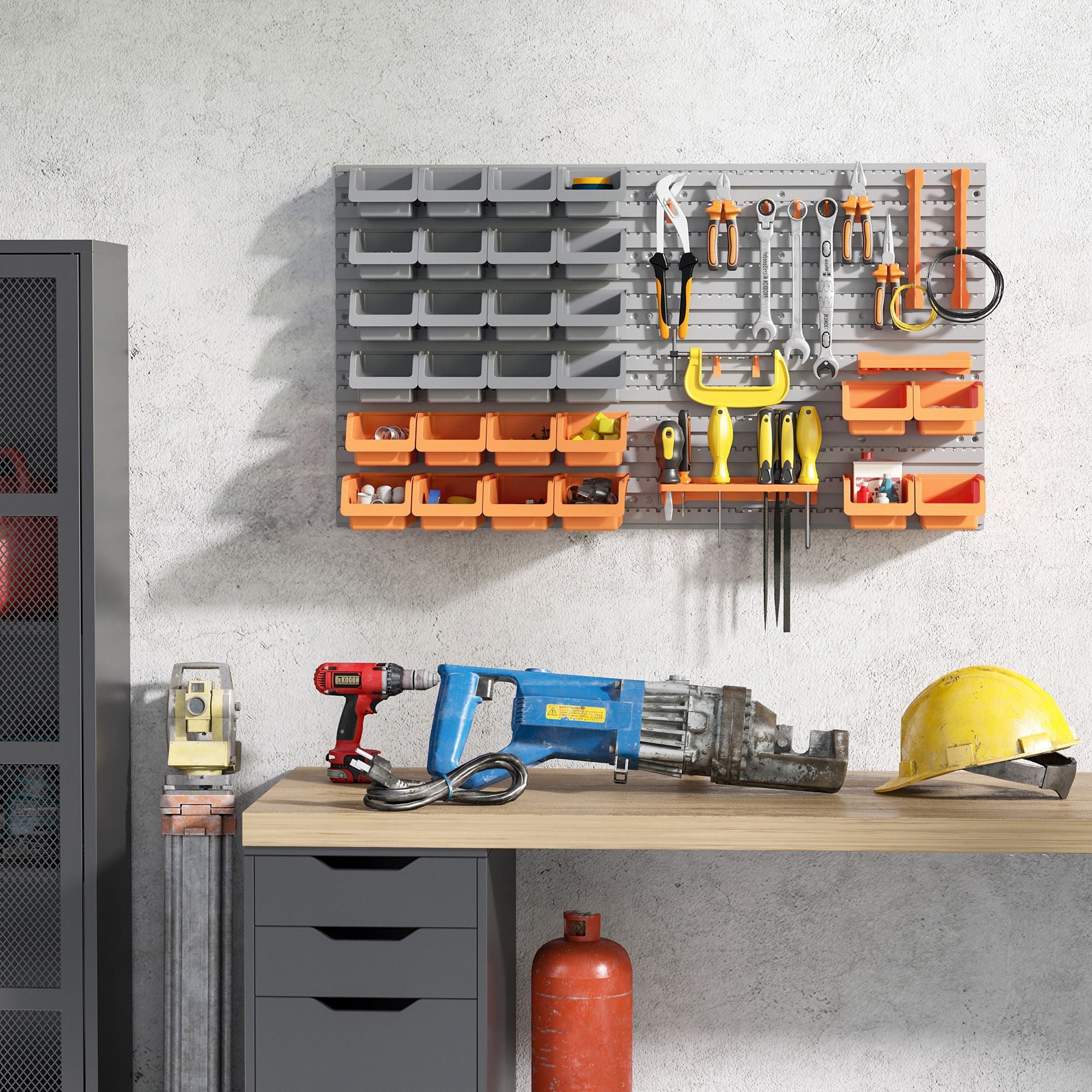 DURHAND 44-Piece Wall-Mounted Pegboard Tool Organizer Kit, Orange