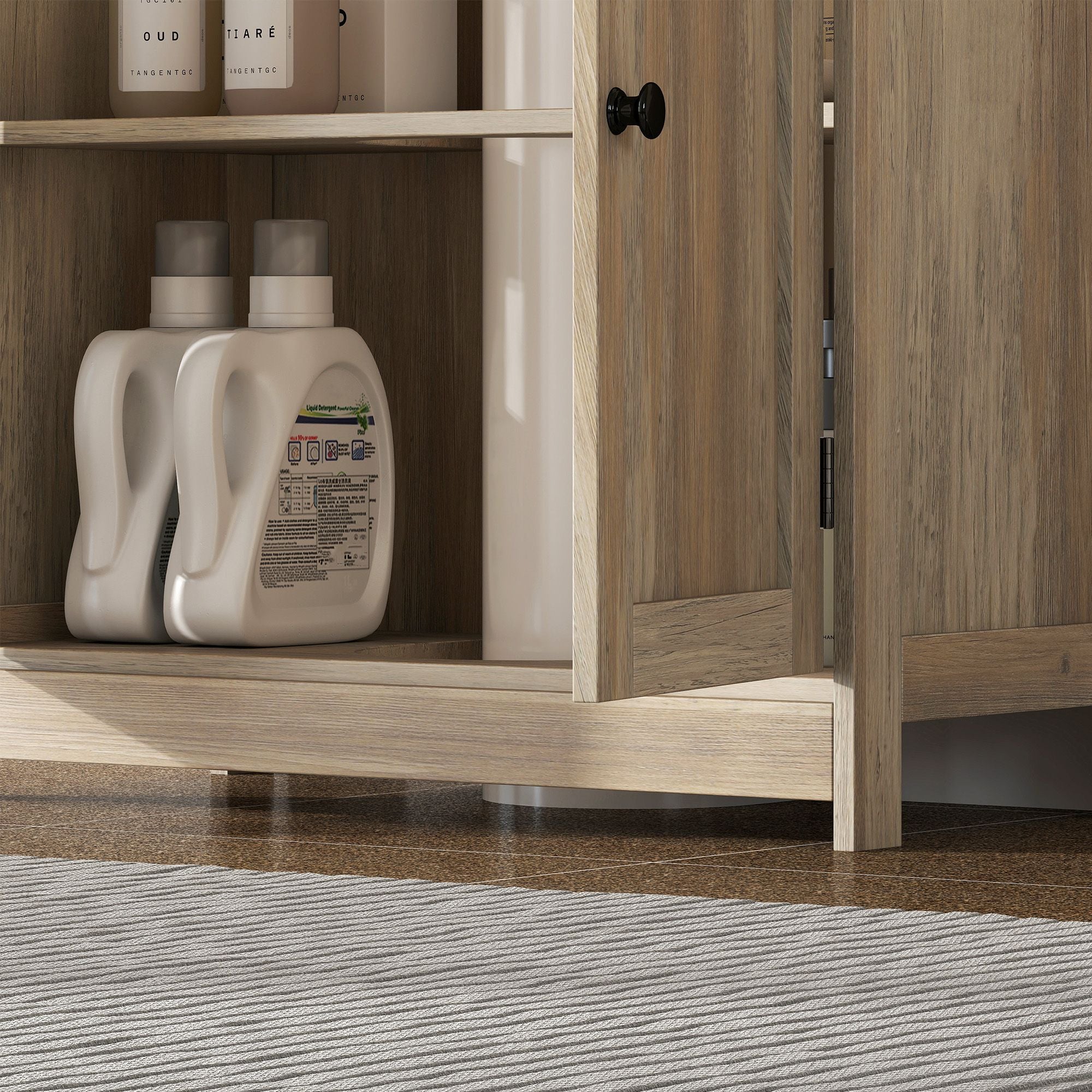 HOMCOM Under-Sink Bathroom Vanity Cabinet, Weathered Gray Oak