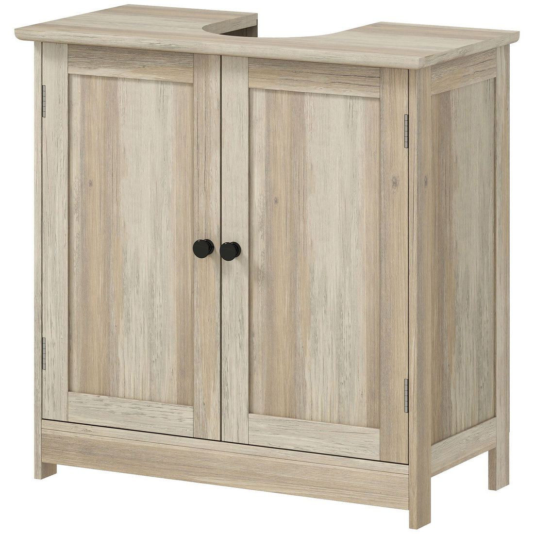HOMCOM Under-Sink Bathroom Vanity Cabinet, Weathered Gray Oak