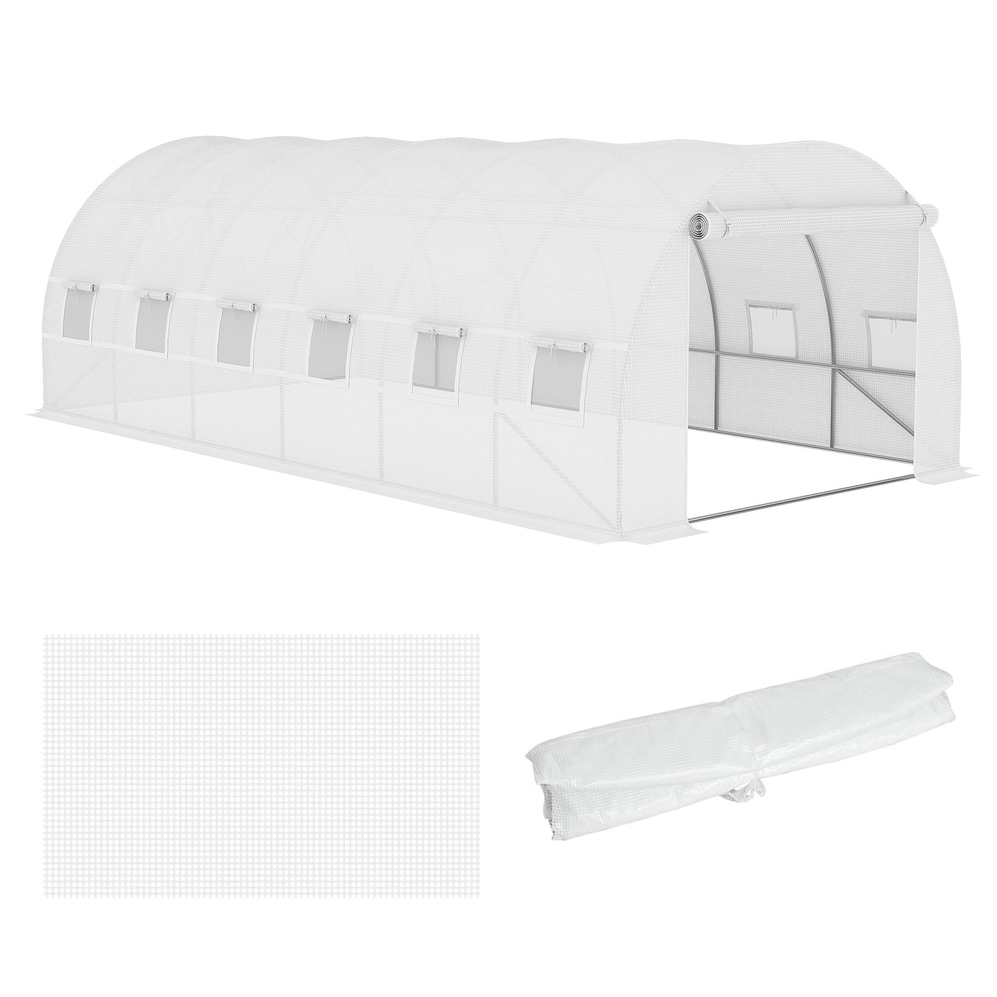 Outsunny 20 x 10 x 7 ft Greenhouse Replacement Cover, White