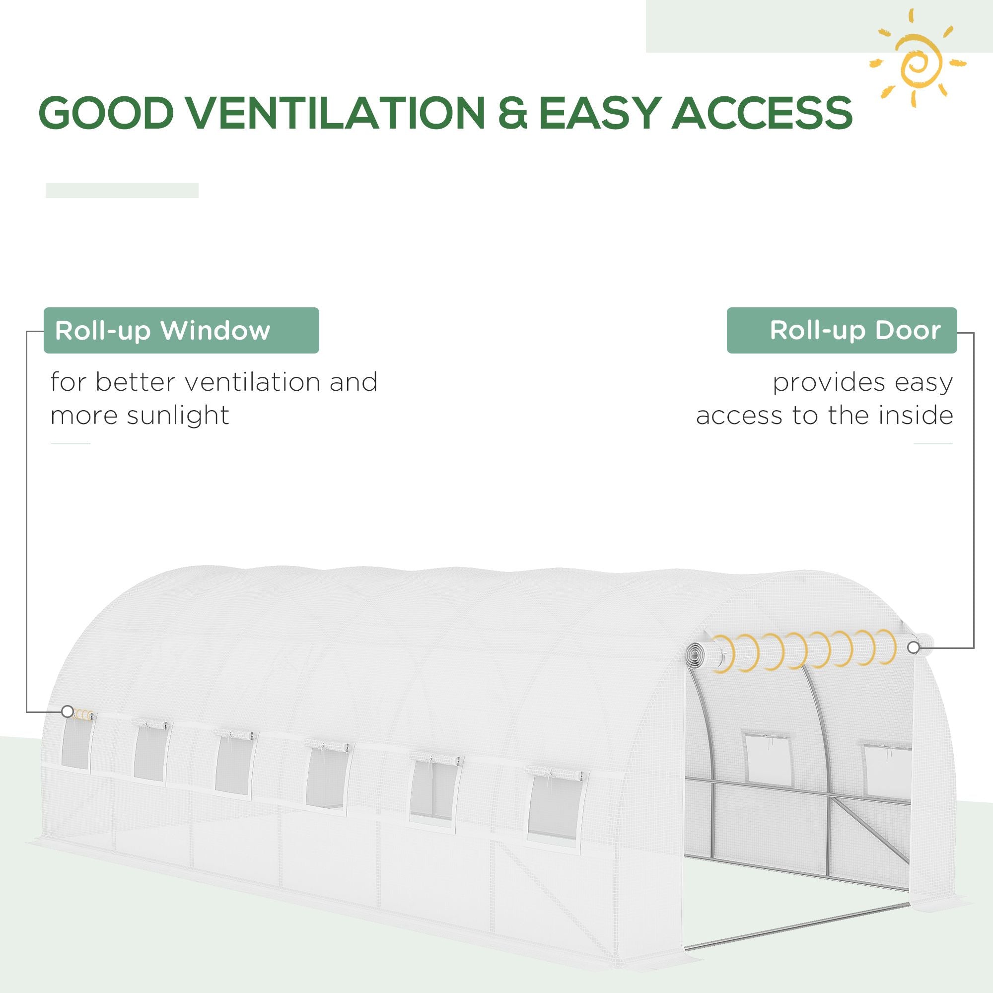 Outsunny 20 x 10 x 7 ft Greenhouse Replacement Cover, White