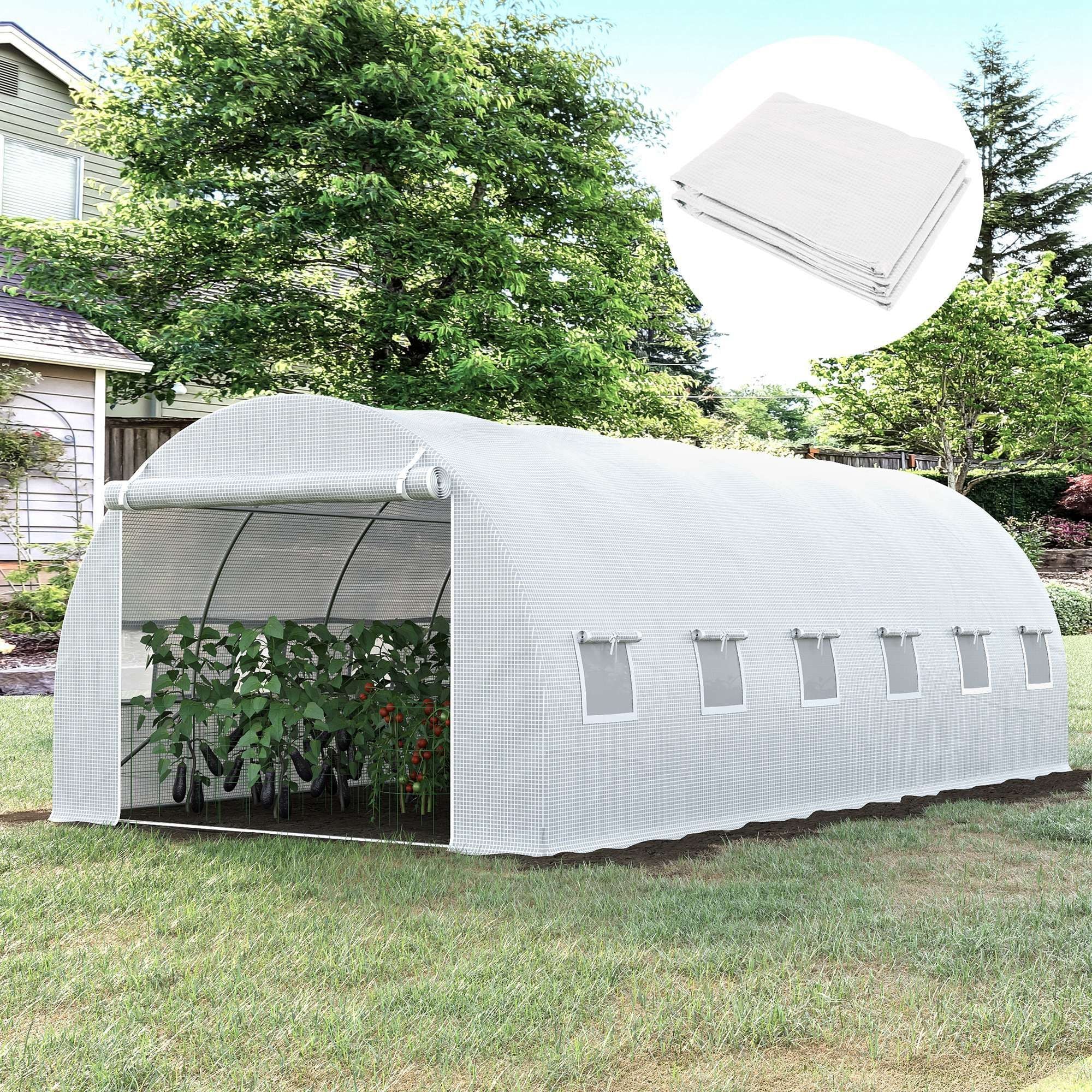 Outsunny 20 x 10 x 7 ft Greenhouse Replacement Cover, White