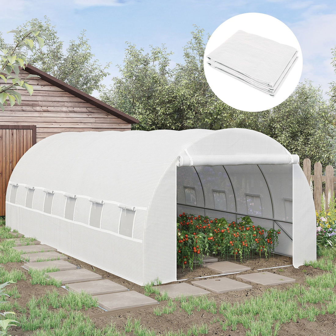 Outsunny 20 x 10 x 7 ft Greenhouse Replacement Cover, White