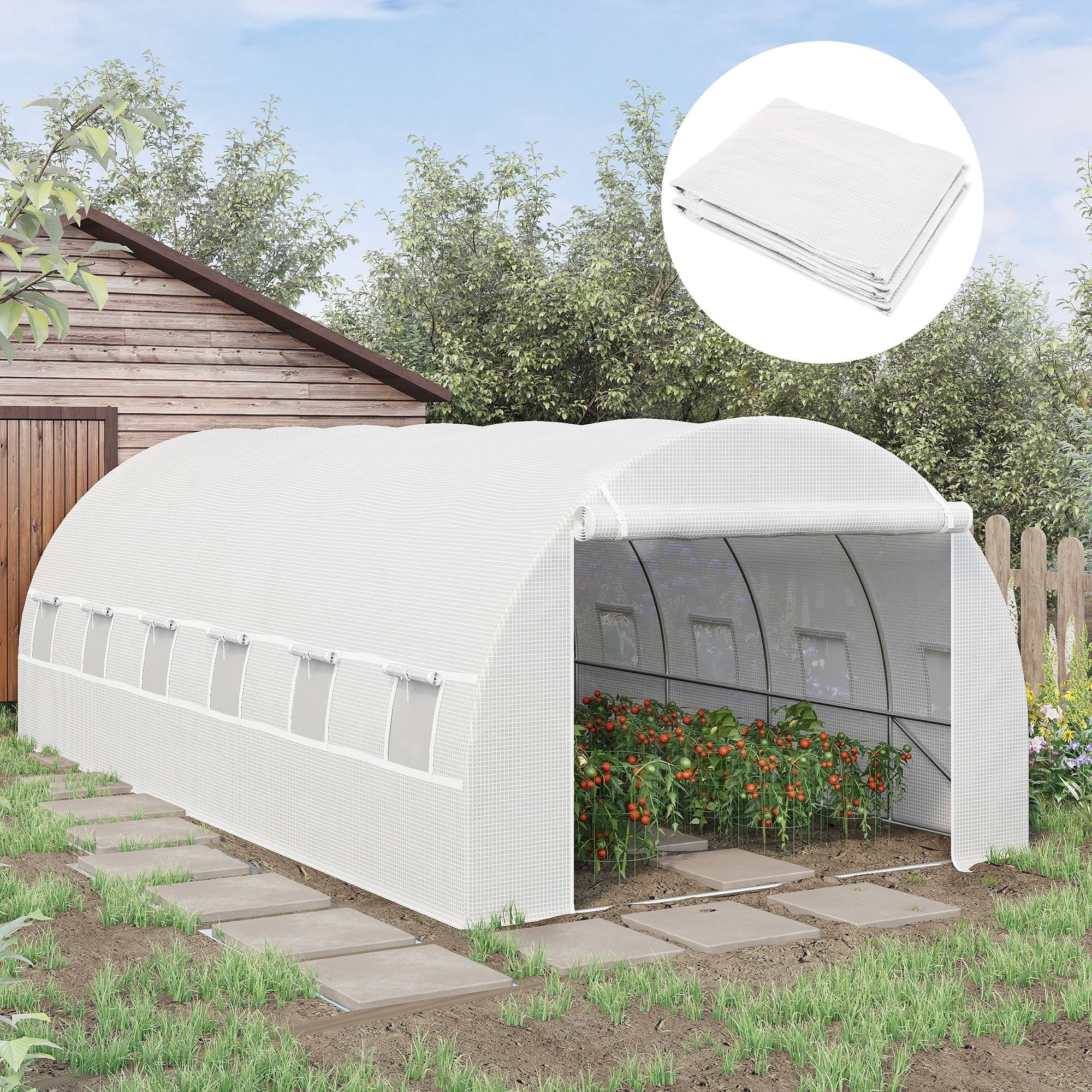 Outsunny 20 x 10 x 7 ft Greenhouse Replacement Cover, White