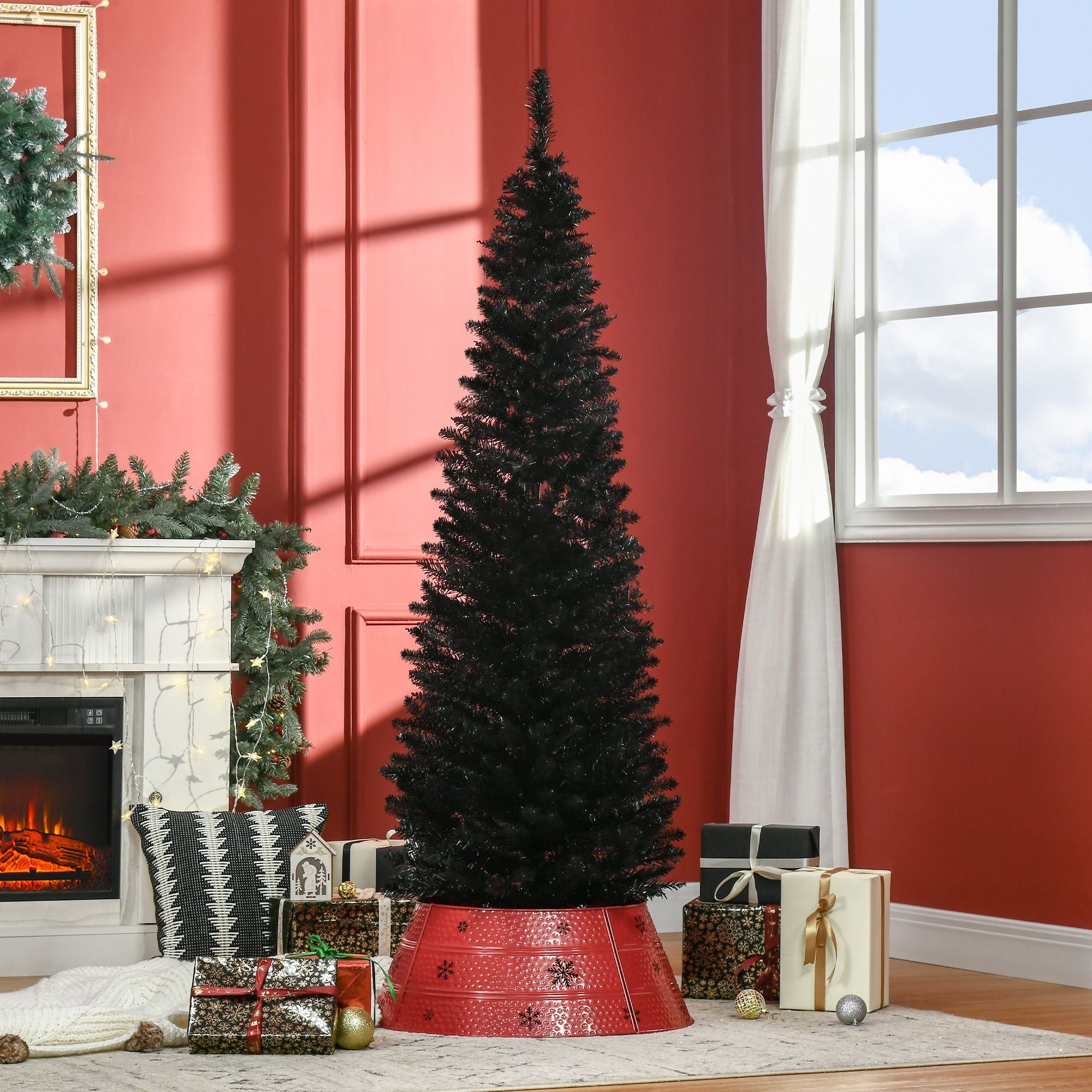 HOMCOM 6 ft Slim Artificial Pencil Christmas Tree, Black - product view 2