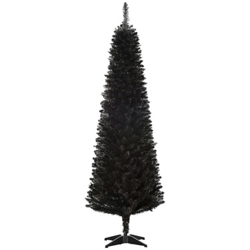 HOMCOM 6 ft Slim Artificial Pencil Christmas Tree, Black - product view 1