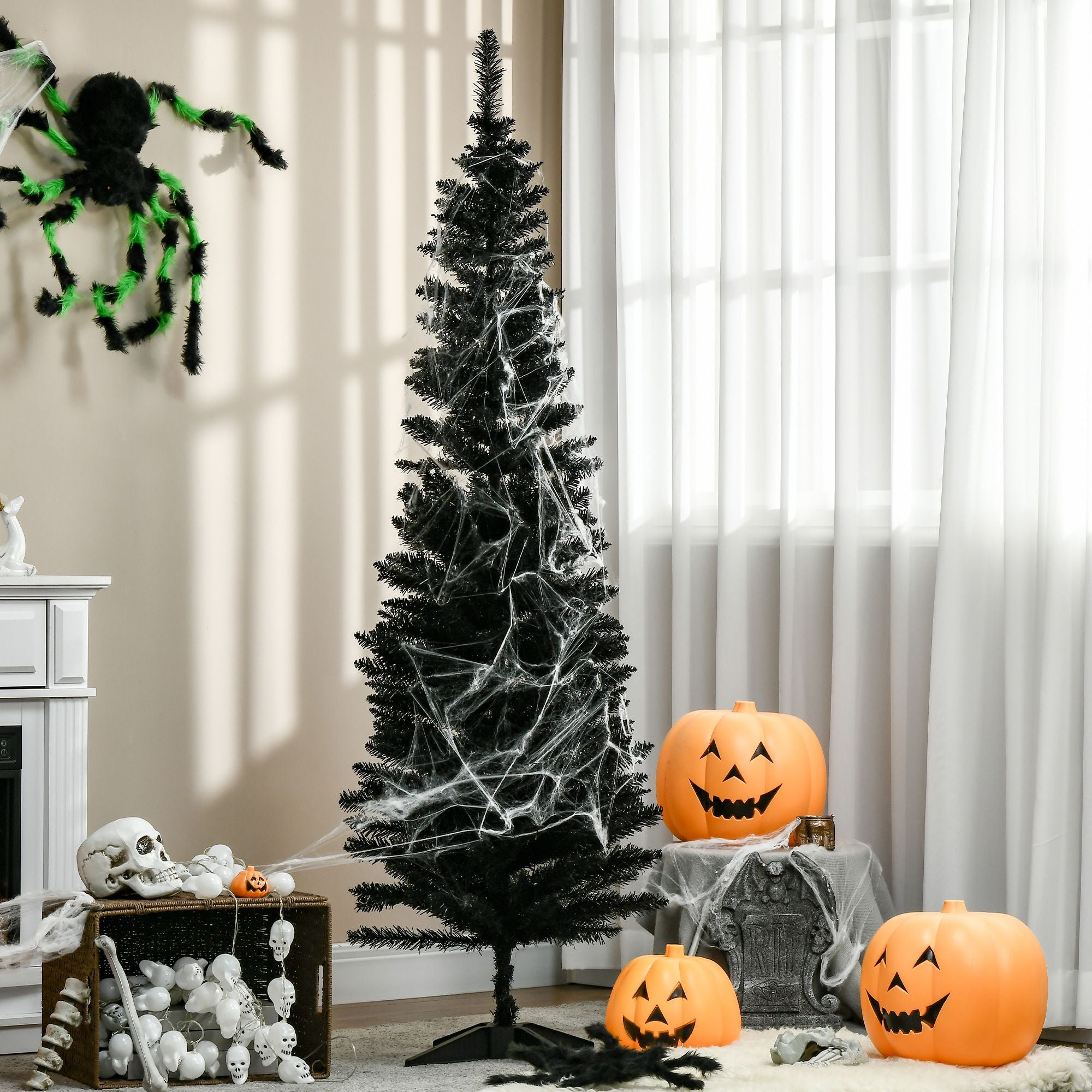 HOMCOM 6 ft Slim Artificial Pencil Christmas Tree, Black - product view 10