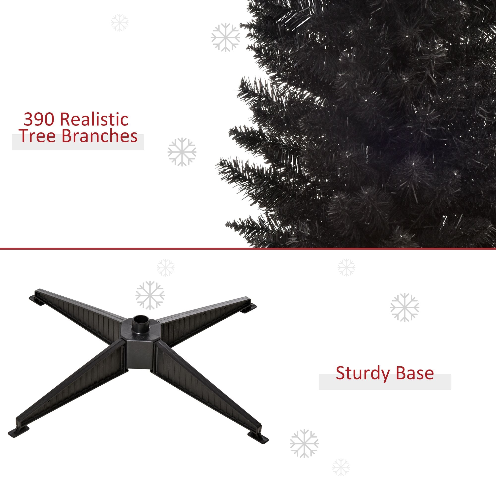 HOMCOM 6 ft Slim Artificial Pencil Christmas Tree, Black - product view 6