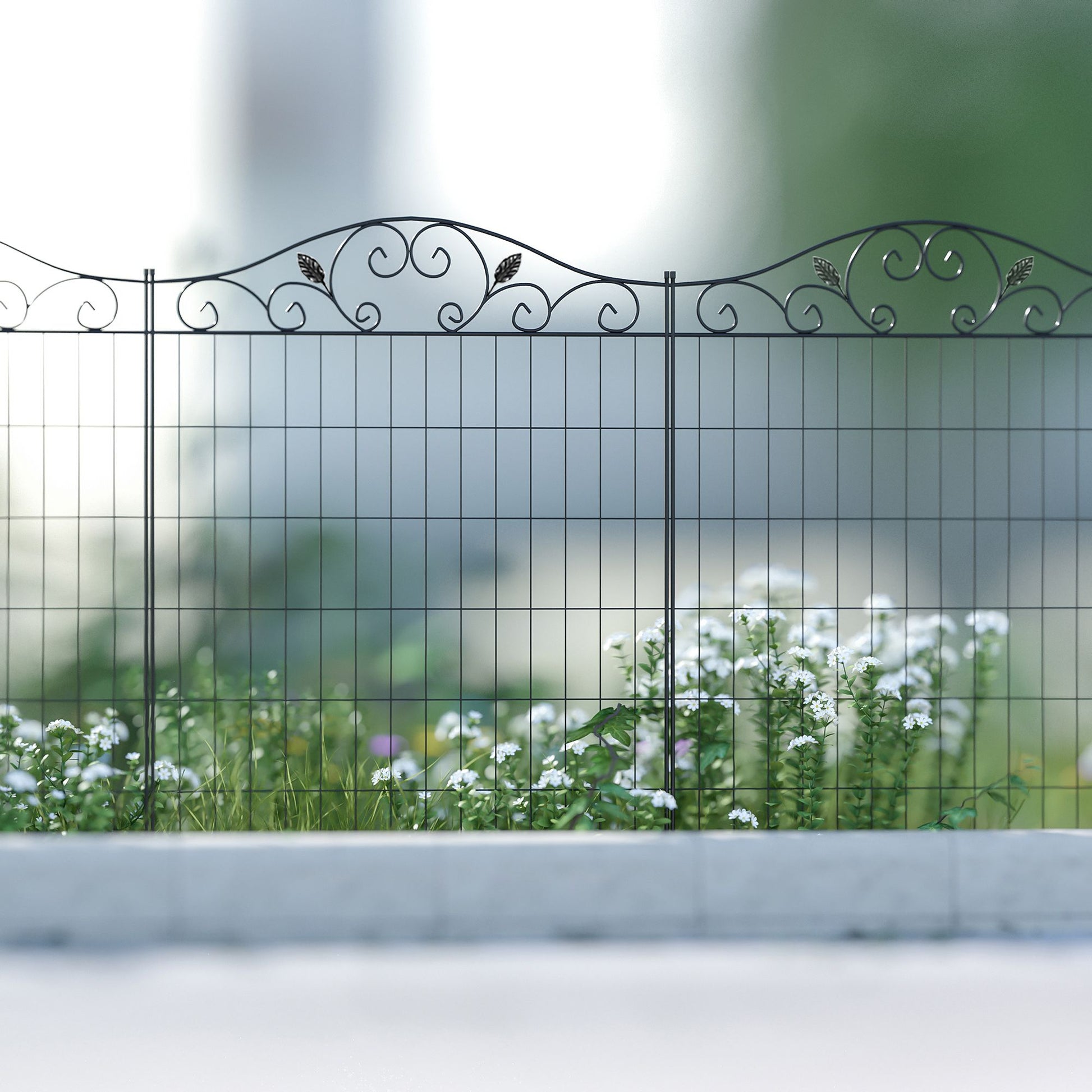 Outsunny 4-Panel No-Dig Garden Fence, Black
