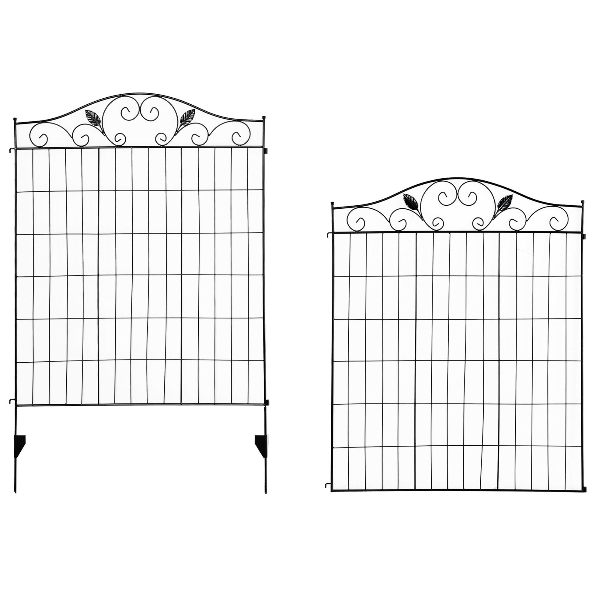 Outsunny 4-Panel No-Dig Garden Fence, Black