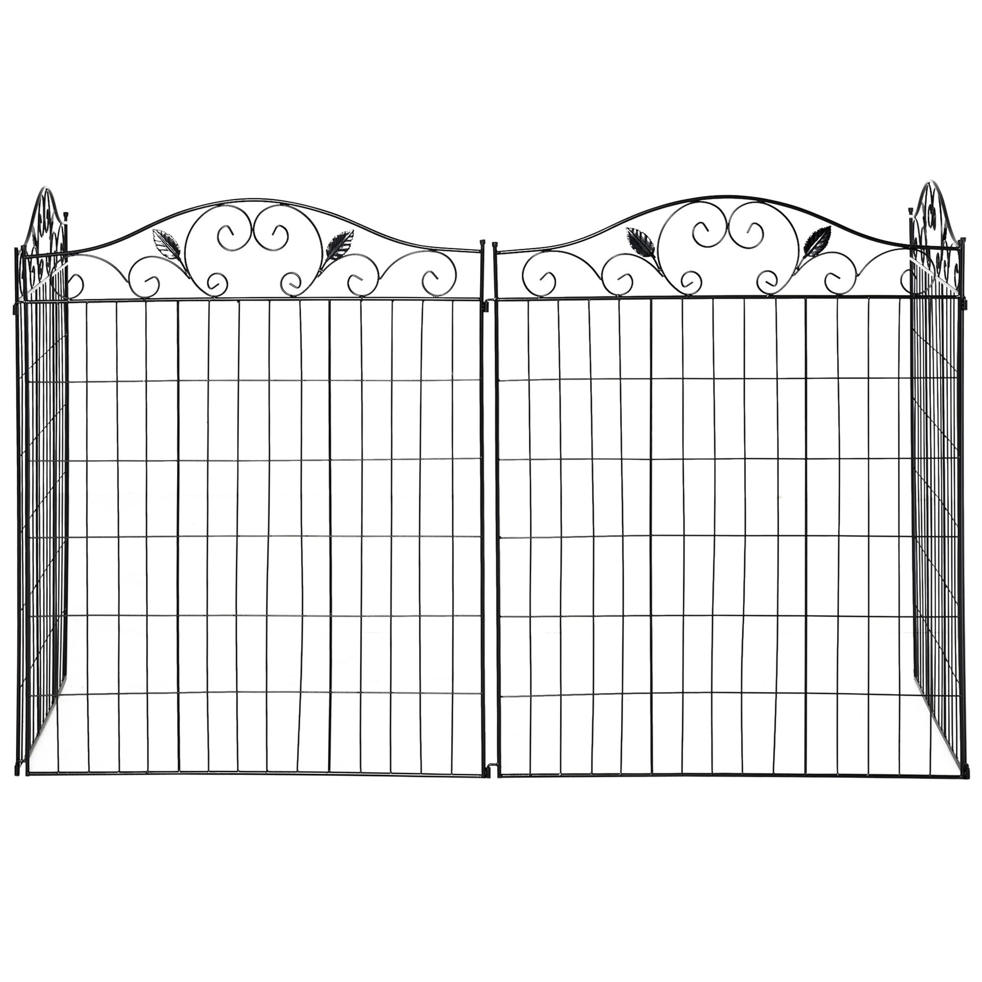 Outsunny 4-Panel No-Dig Garden Fence, Black