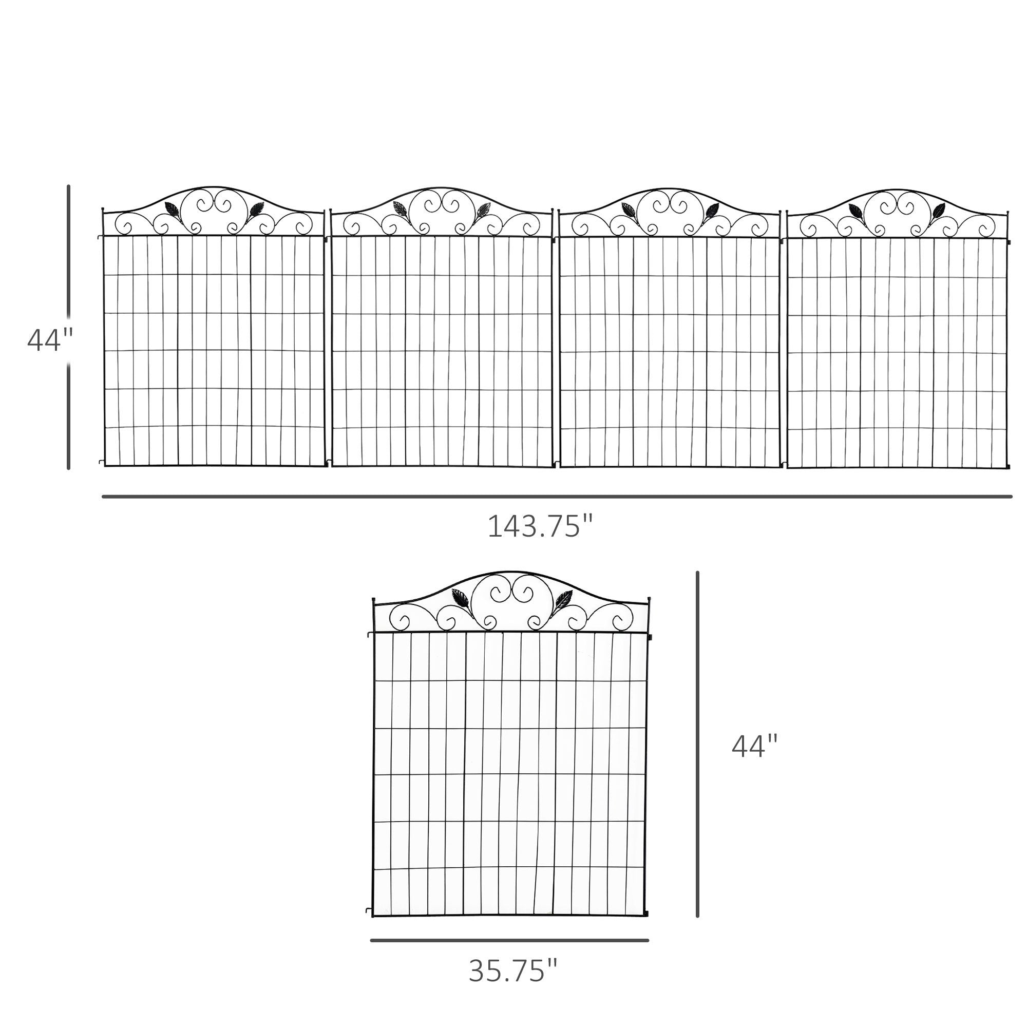 Outsunny 4-Panel No-Dig Garden Fence, Black