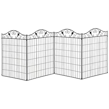 Outsunny 4-Panel No-Dig Garden Fence, Black