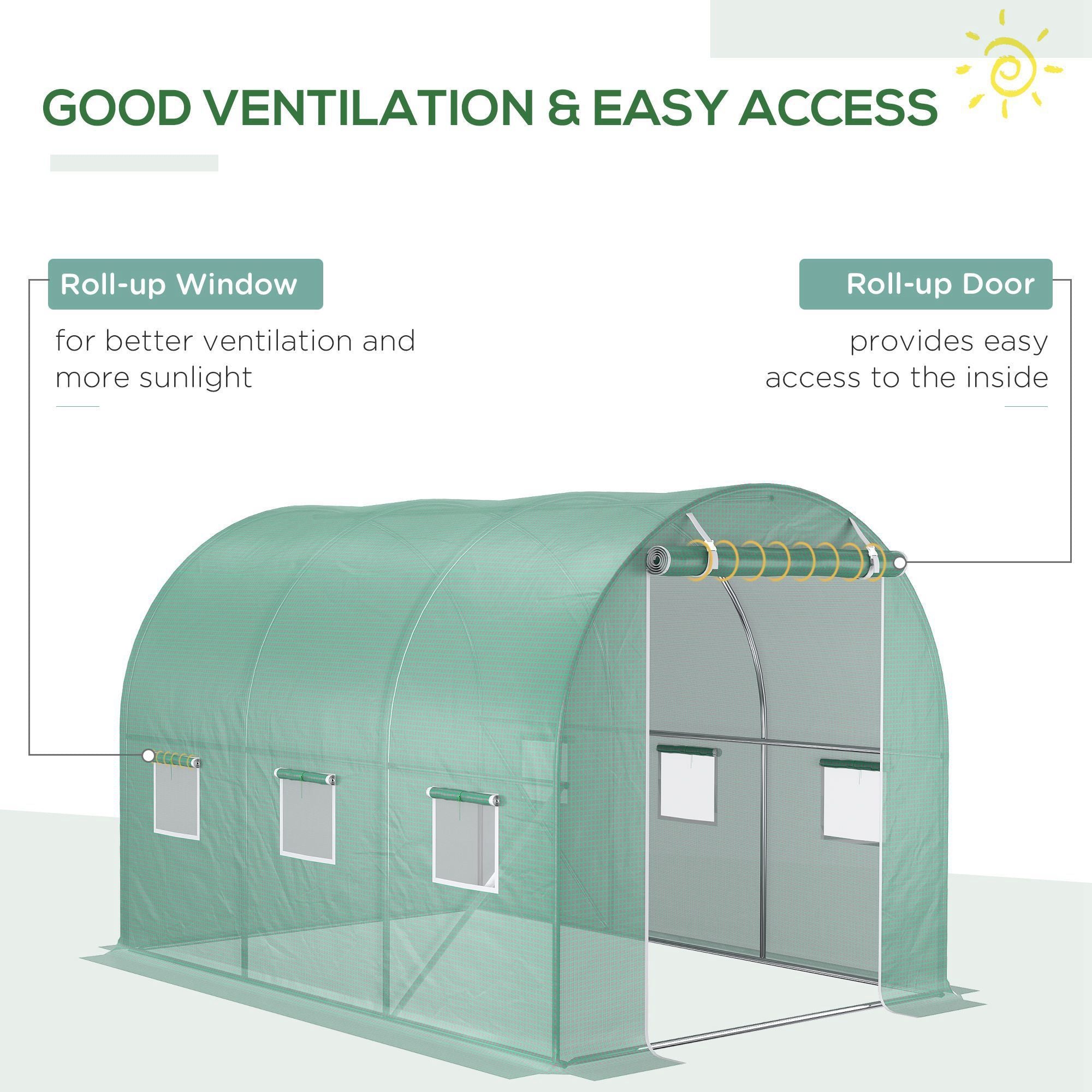 Outsunny 10 x 6.6 x 6.6 ft Greenhouse Replacement Cover, Green