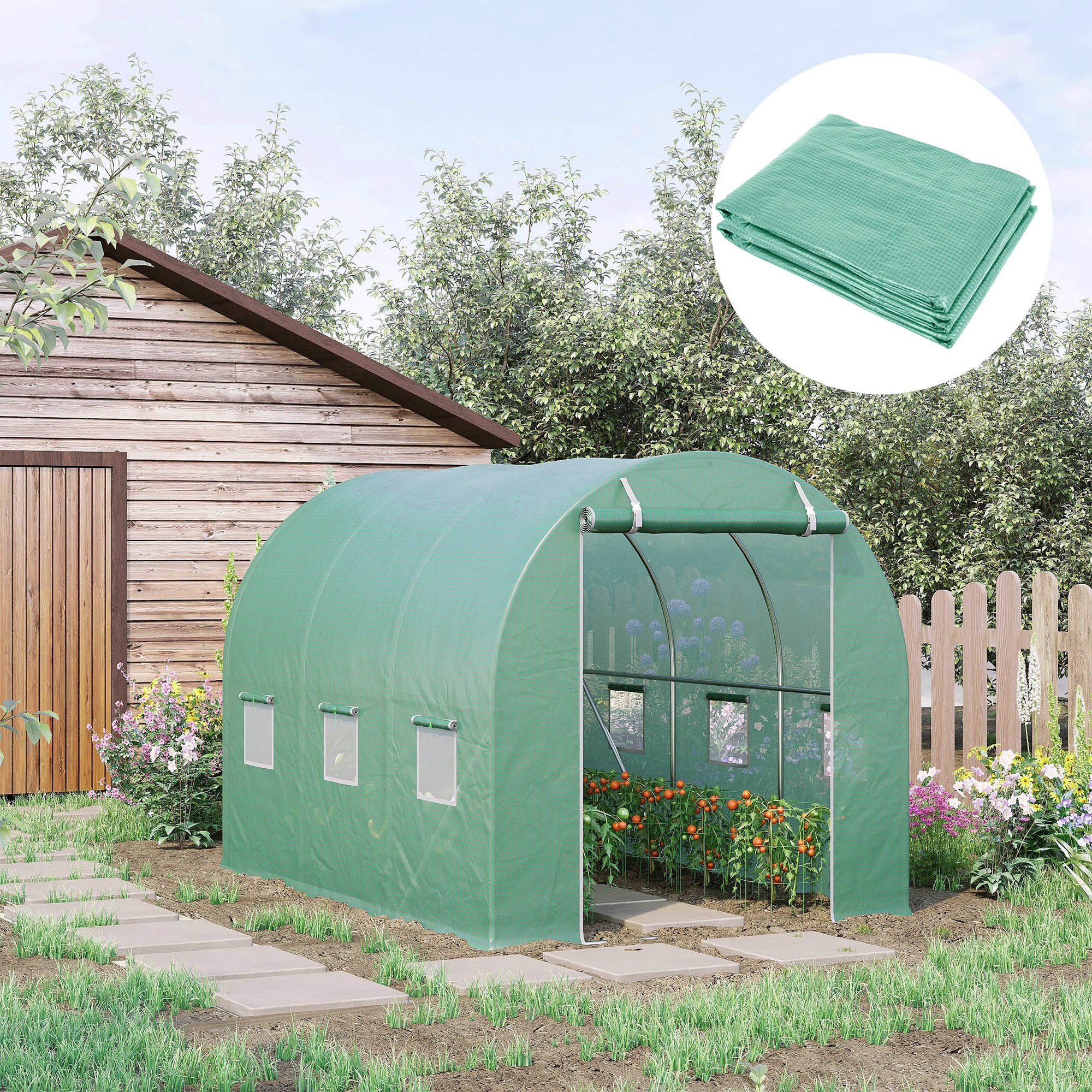 Outsunny 10 x 6.6 x 6.6 ft Greenhouse Replacement Cover, Green