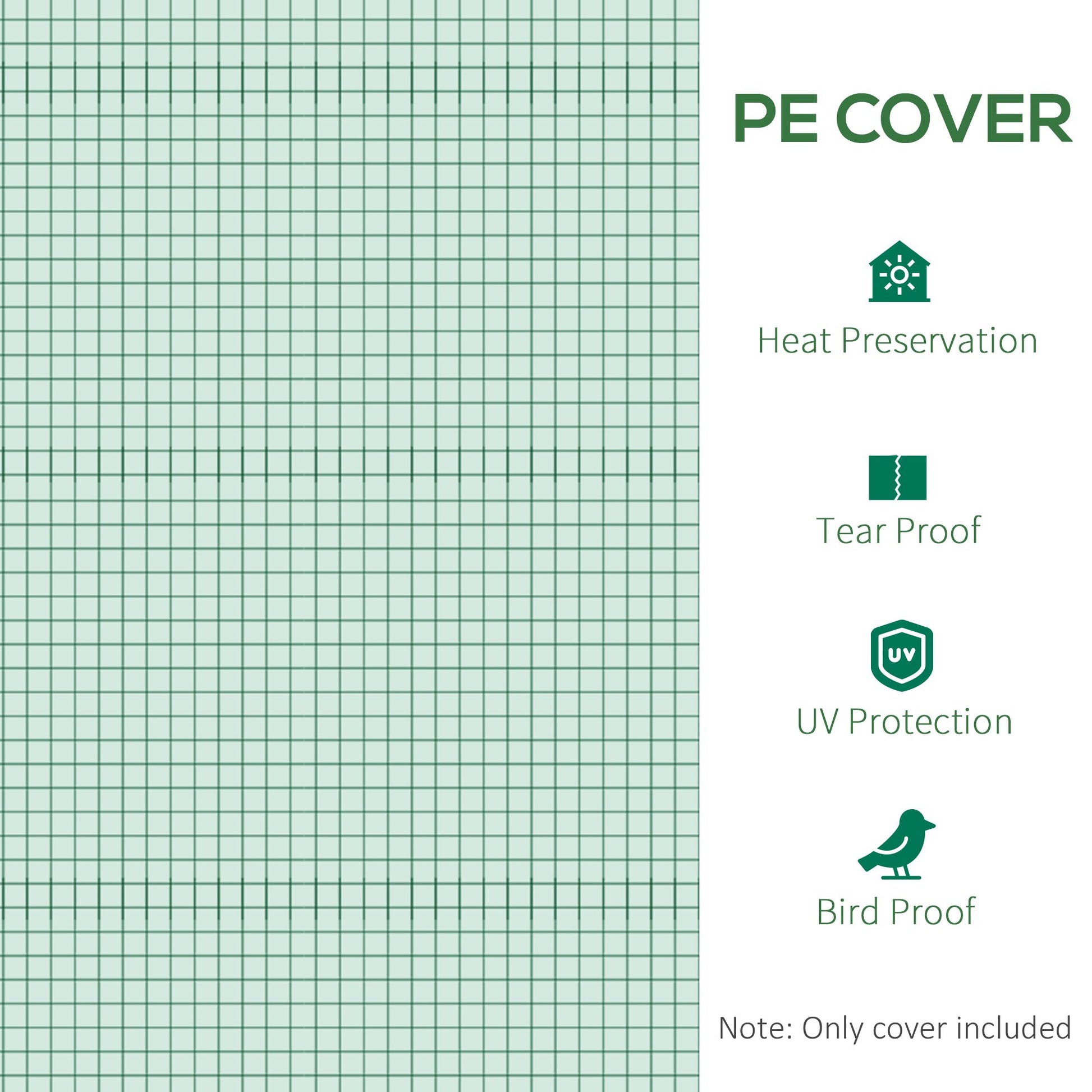 Outsunny 10 x 6.6 x 6.6 ft Greenhouse Replacement Cover, Green