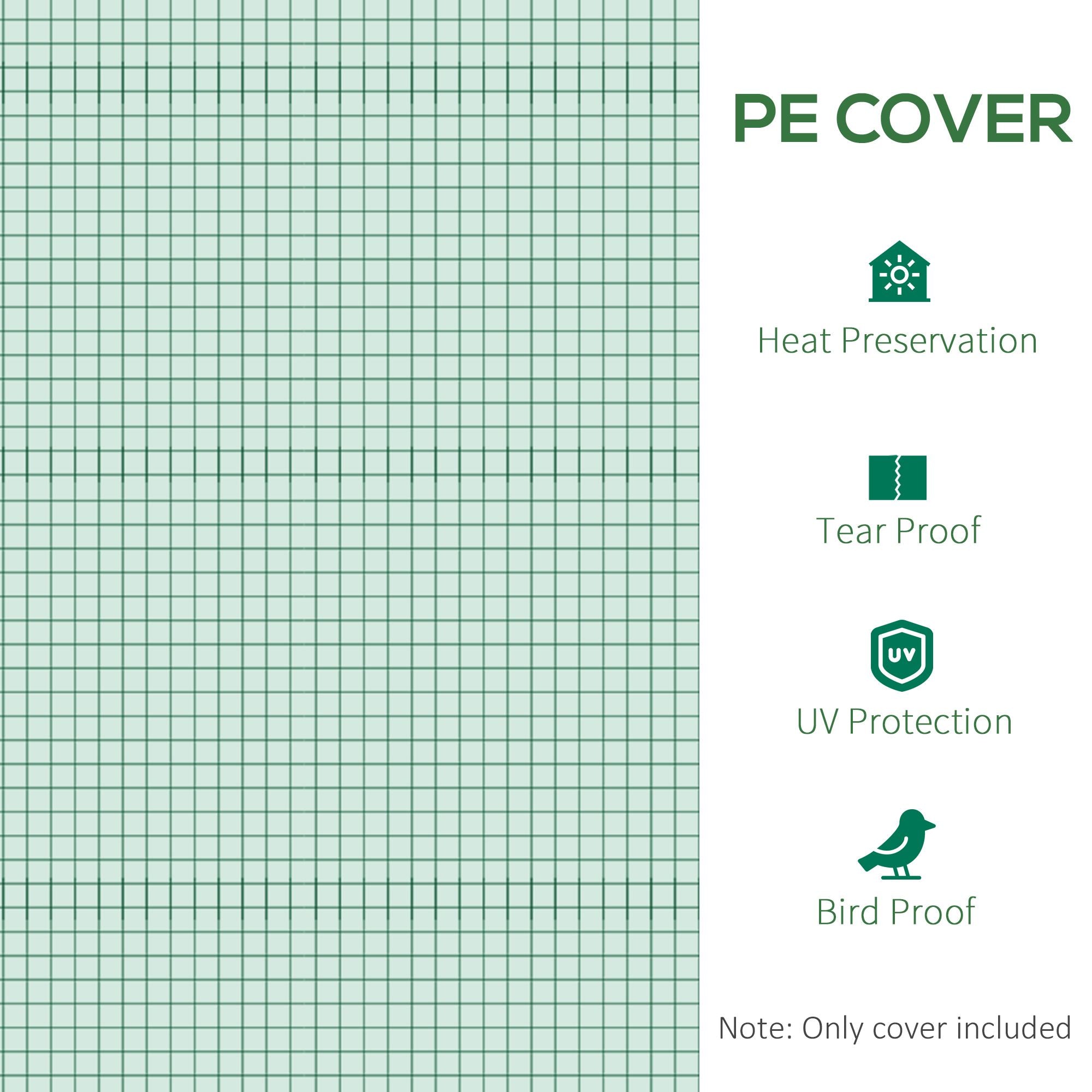 Outsunny 10 x 6.6 x 6.6 ft Greenhouse Replacement Cover, Green