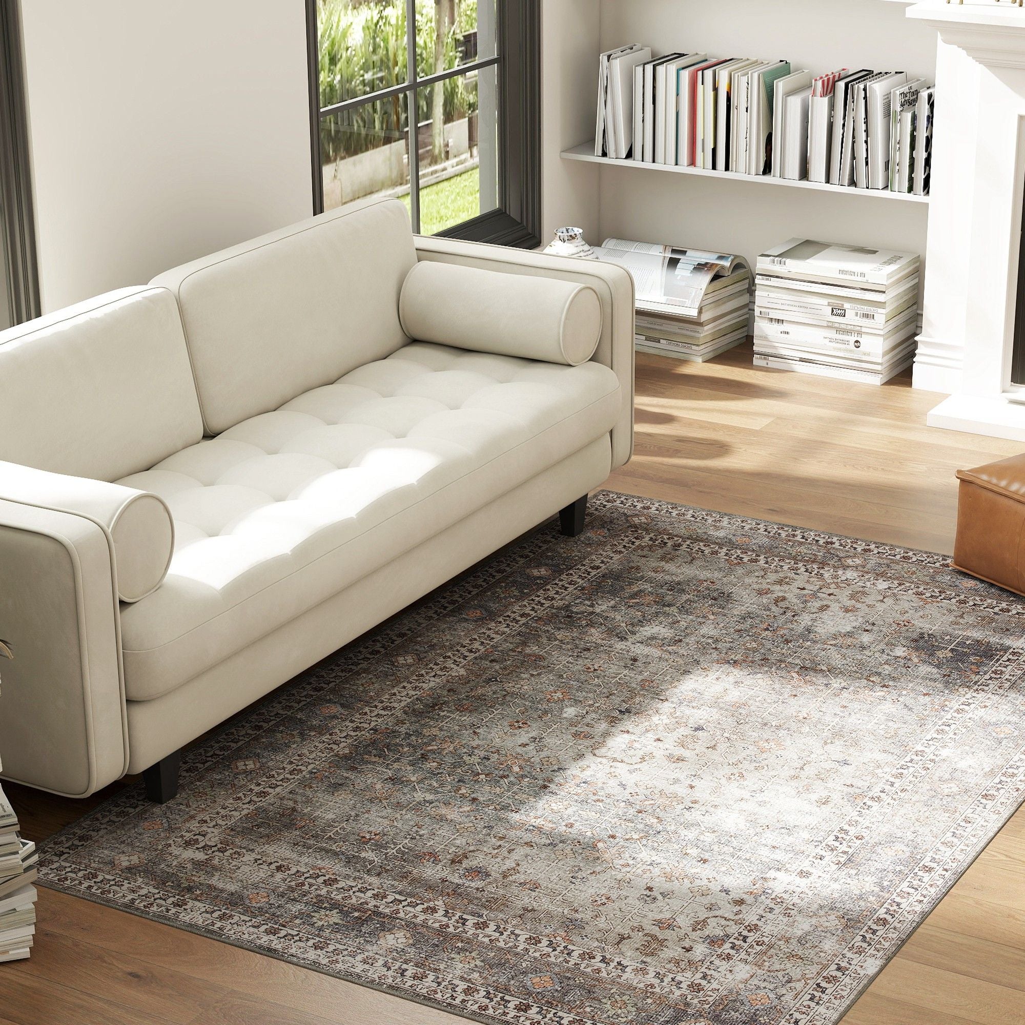 HOMCOM 4 x 6 ft Machine Washable Area Rug, Dark Mixed Brown
